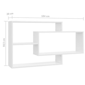 furnicato Wandregal Wandregale Hochglanz-Weiß 104x20x58,5 cm Holzwerkstoff