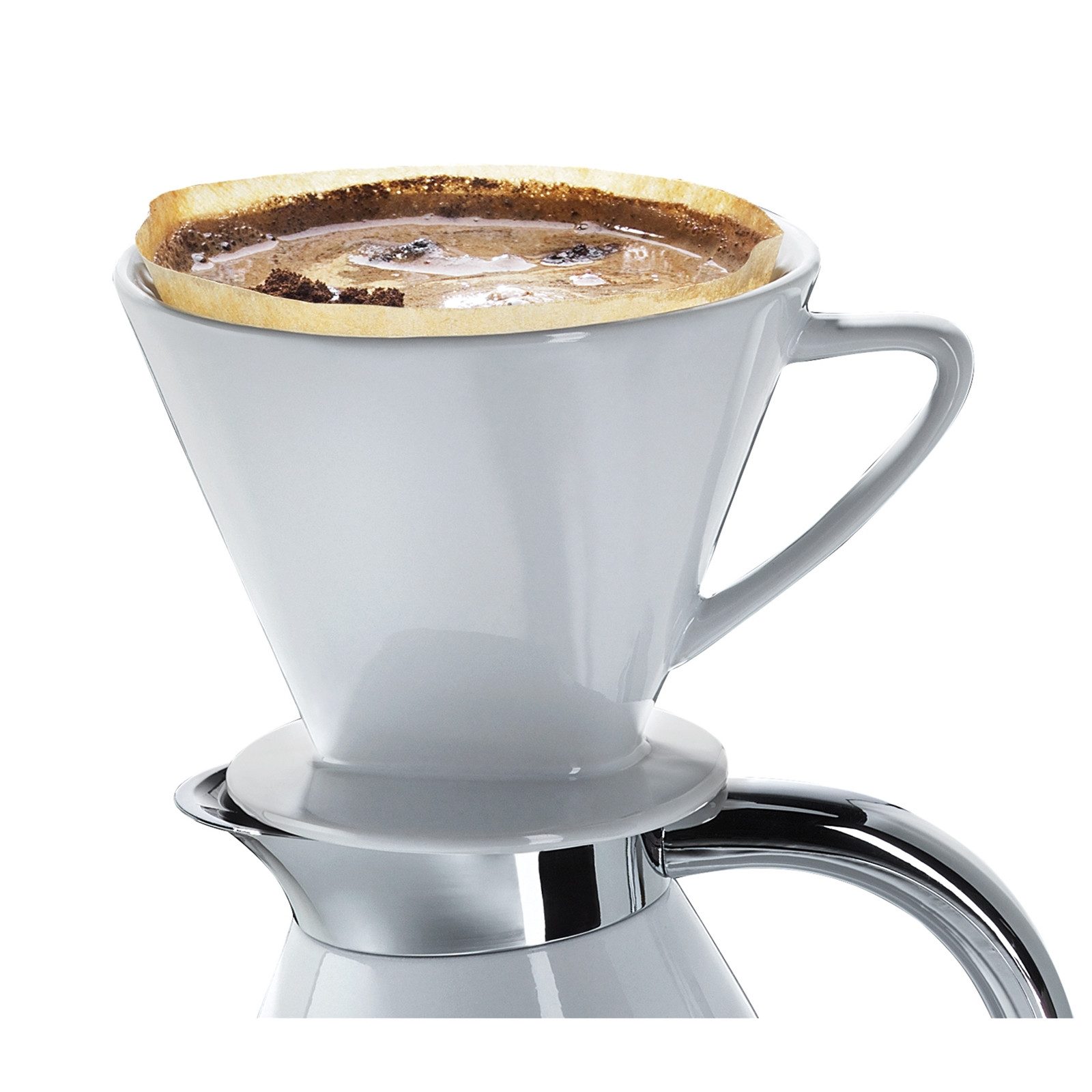 Cilio Handfilter Kaffeefilter mit Stutzen, Porzellan, Permanentfilter