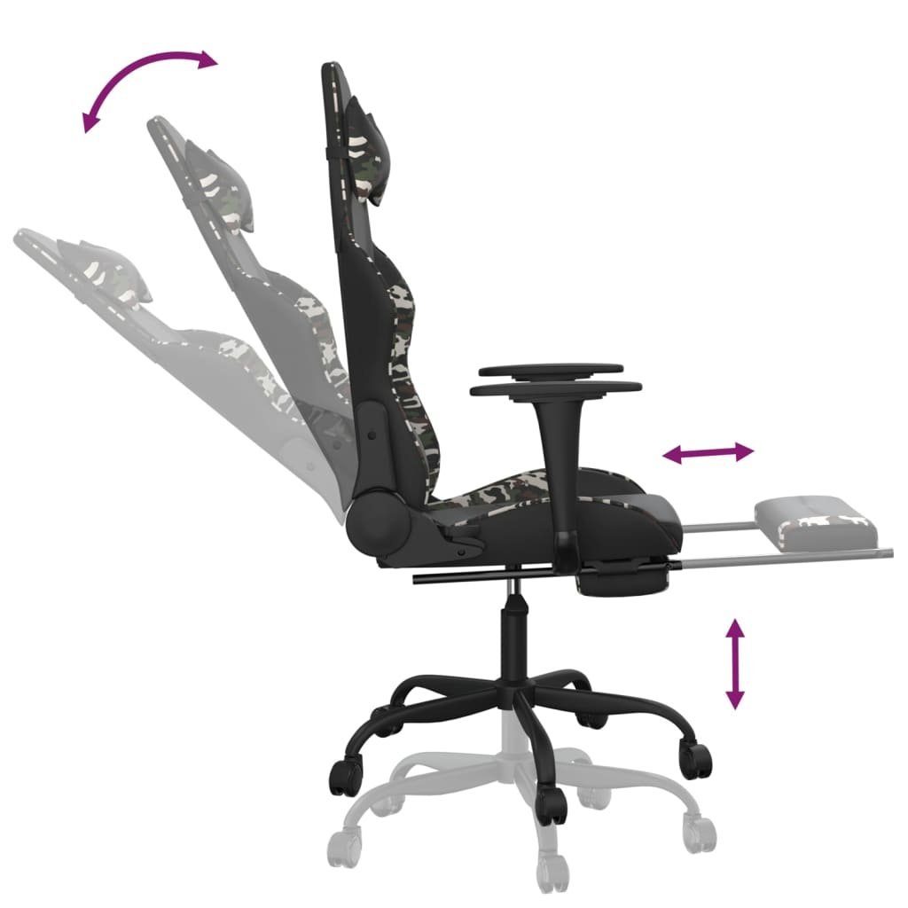 vidaXL Gaming-Stuhl Gaming-Stuhl mit Schwarz und St) und (1 Kunstleder Camouflage und Tarnfarben | Schwarz Camouflage Fußstütze Schwarz
