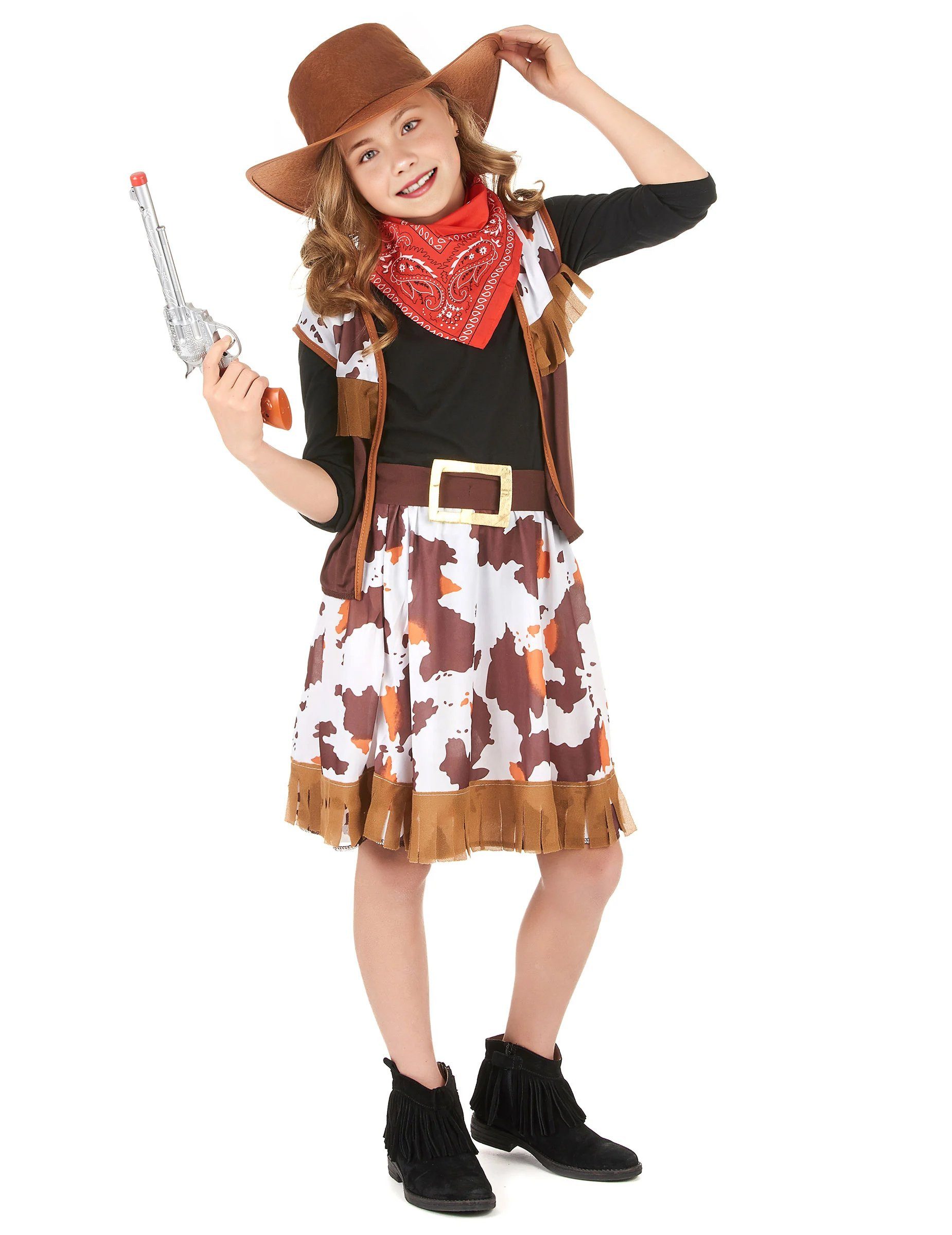 JADEO Cowboy-Kostüm Cowgirl Kinder-Kostüm braun-rot-weiss