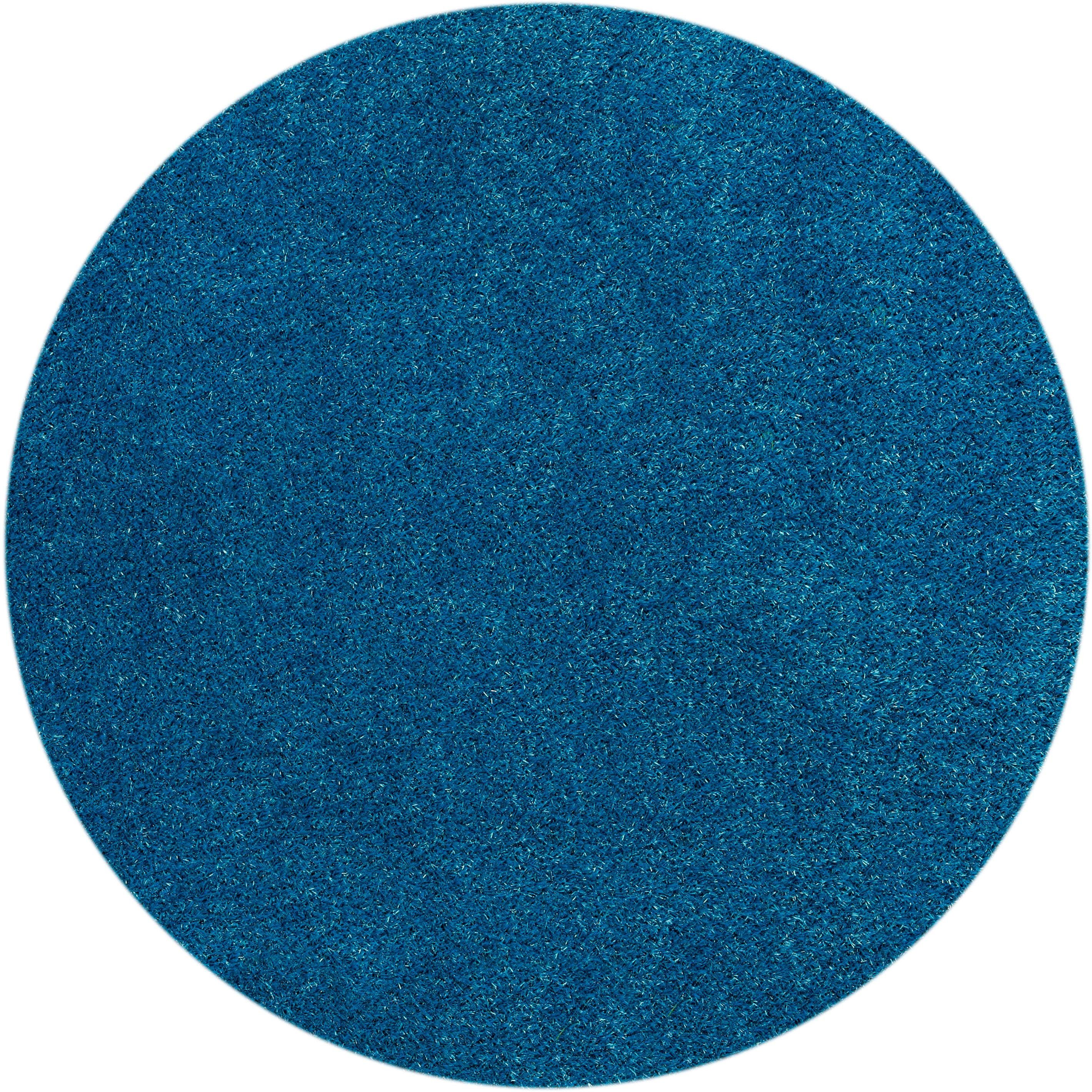 Kunstrasen Miami Style, Barbara Becker, rund, Höhe: 23 mm, Rasenteppich, handgetuftet, witterungsbeständig & wasserfest blau