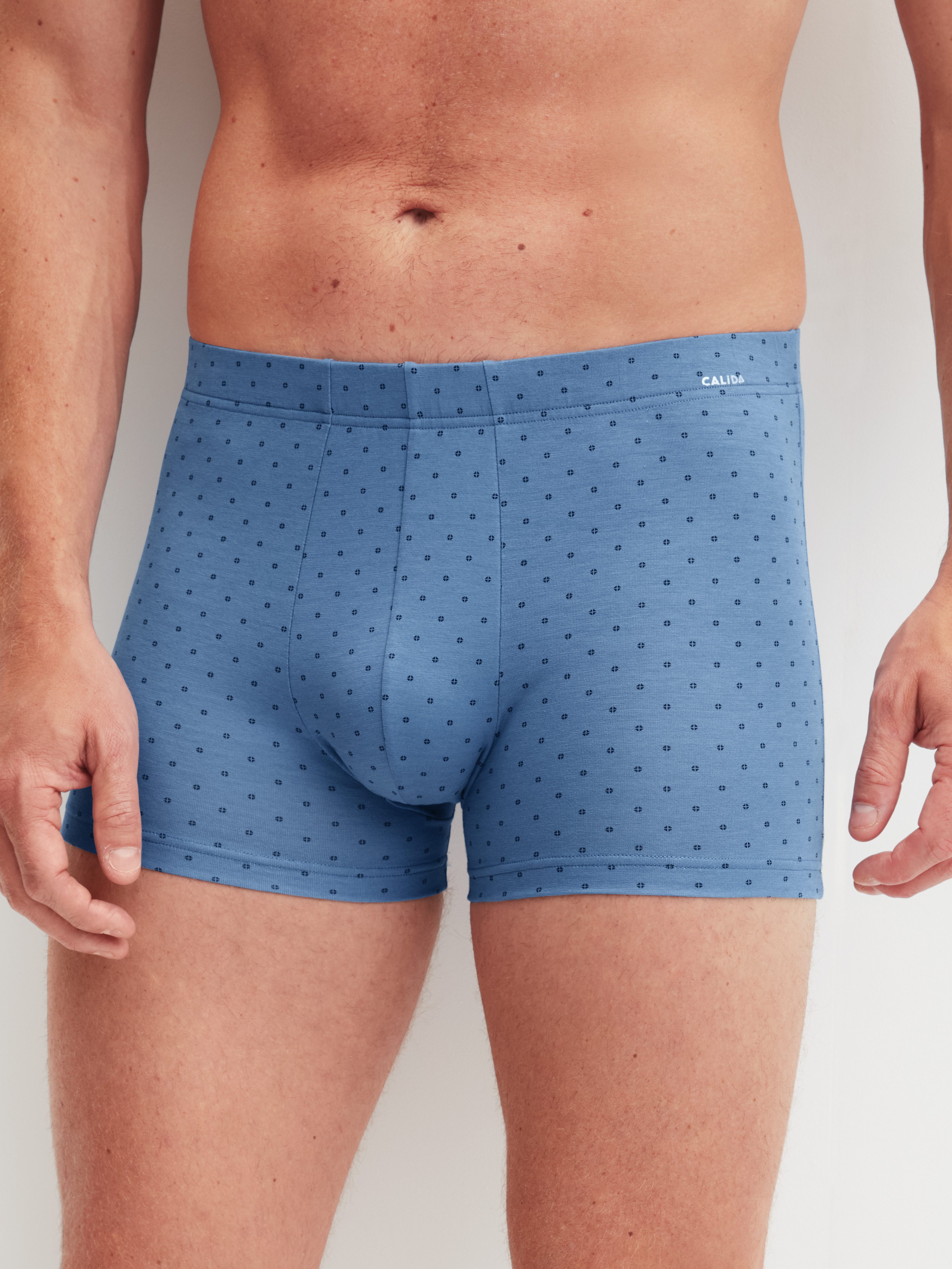 CALIDA Boxershorts Cotton Code Design breiter Bund, gemustert, eng, bequem, mit Logodruck, Baumwollmix