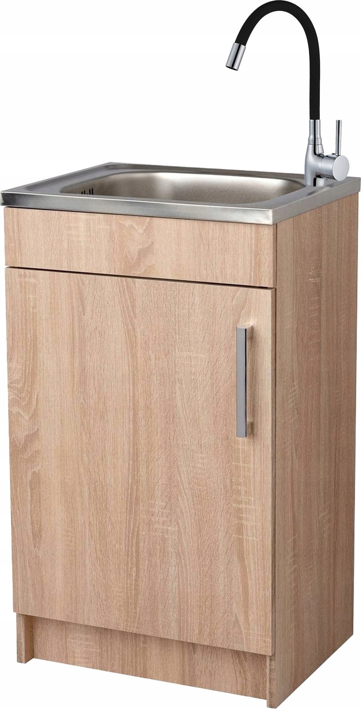 STAMAR Spülenschrank Küchenschrank 50cm Sonoma Spüle Edelstahl Armatur Schw günstig online kaufen