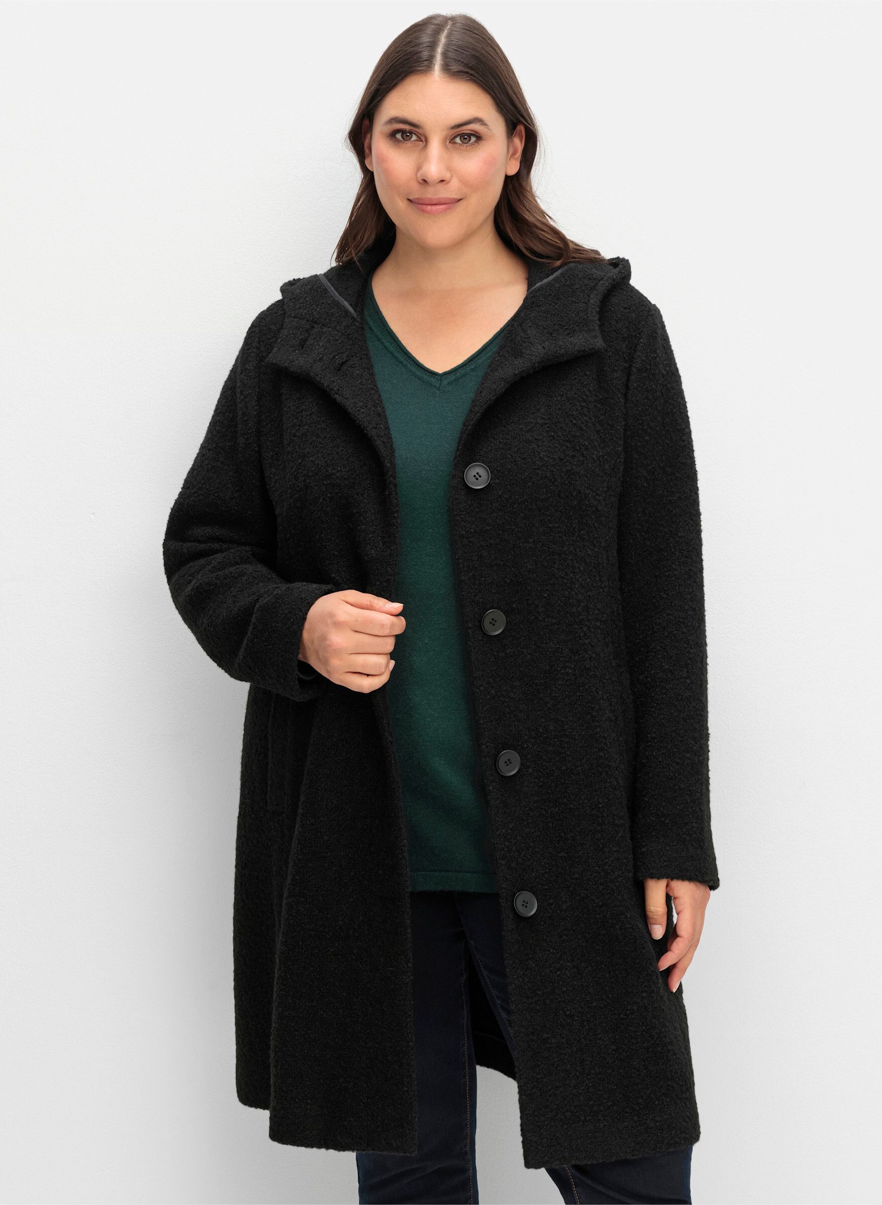 Sheego Langmantel Kurzmantel . in kuscheliger Bouclé-Qualität günstig online kaufen