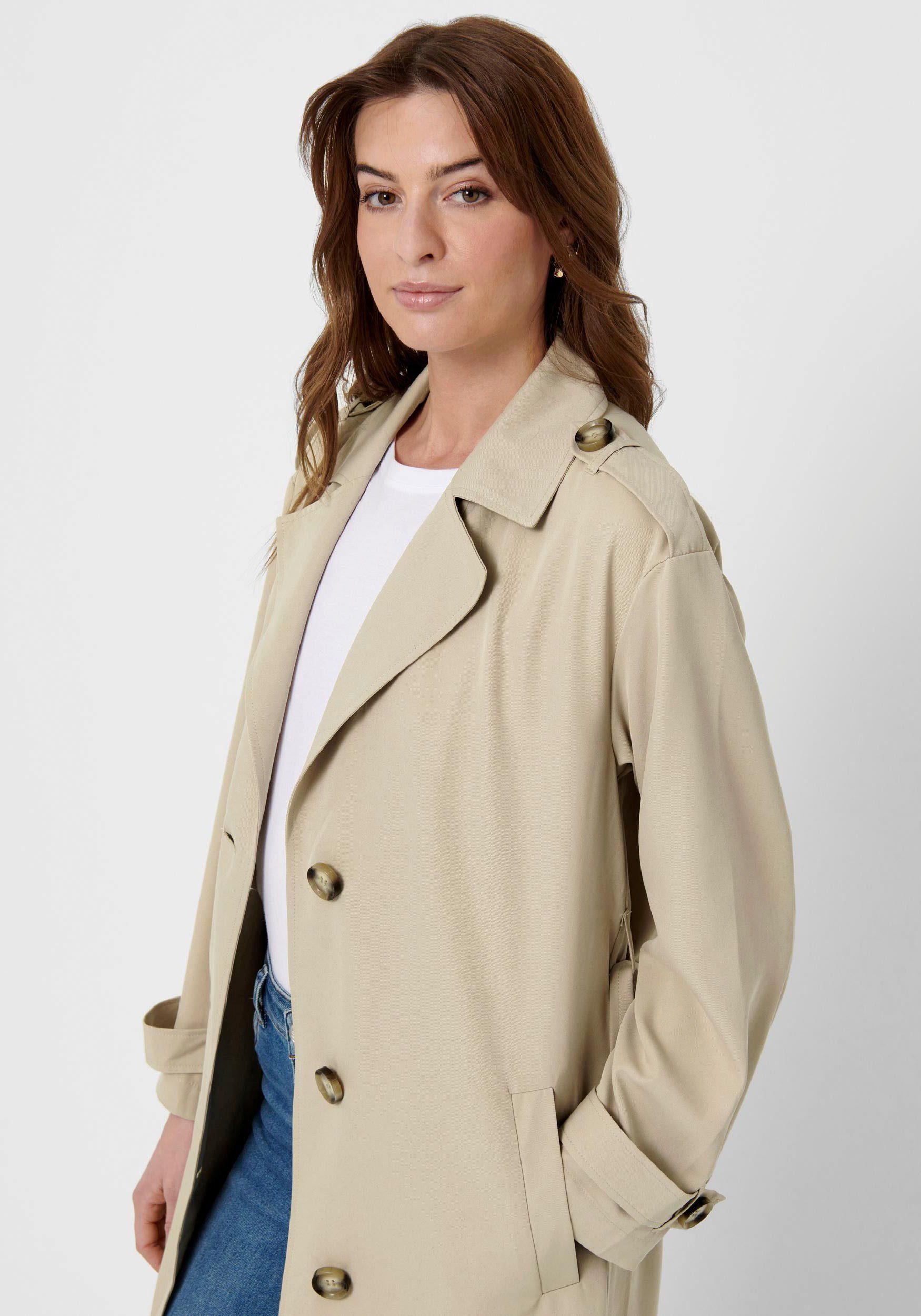 ONLY Trenchcoat ONLLINE X-LONG TRENCHCOAT OTW NOOS mit Bindegürtel an der Taille - 2 Seitentaschen
