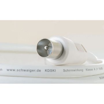 Schwaiger TV Anschlusskabel für Self-Install TV-Kabel, Antennenkabel, 1,5m, weiß, Vodafone Kabel Deutschland, TV Anschlusskabel, IEC Stecker, IEC Buchse, Innenring Feder