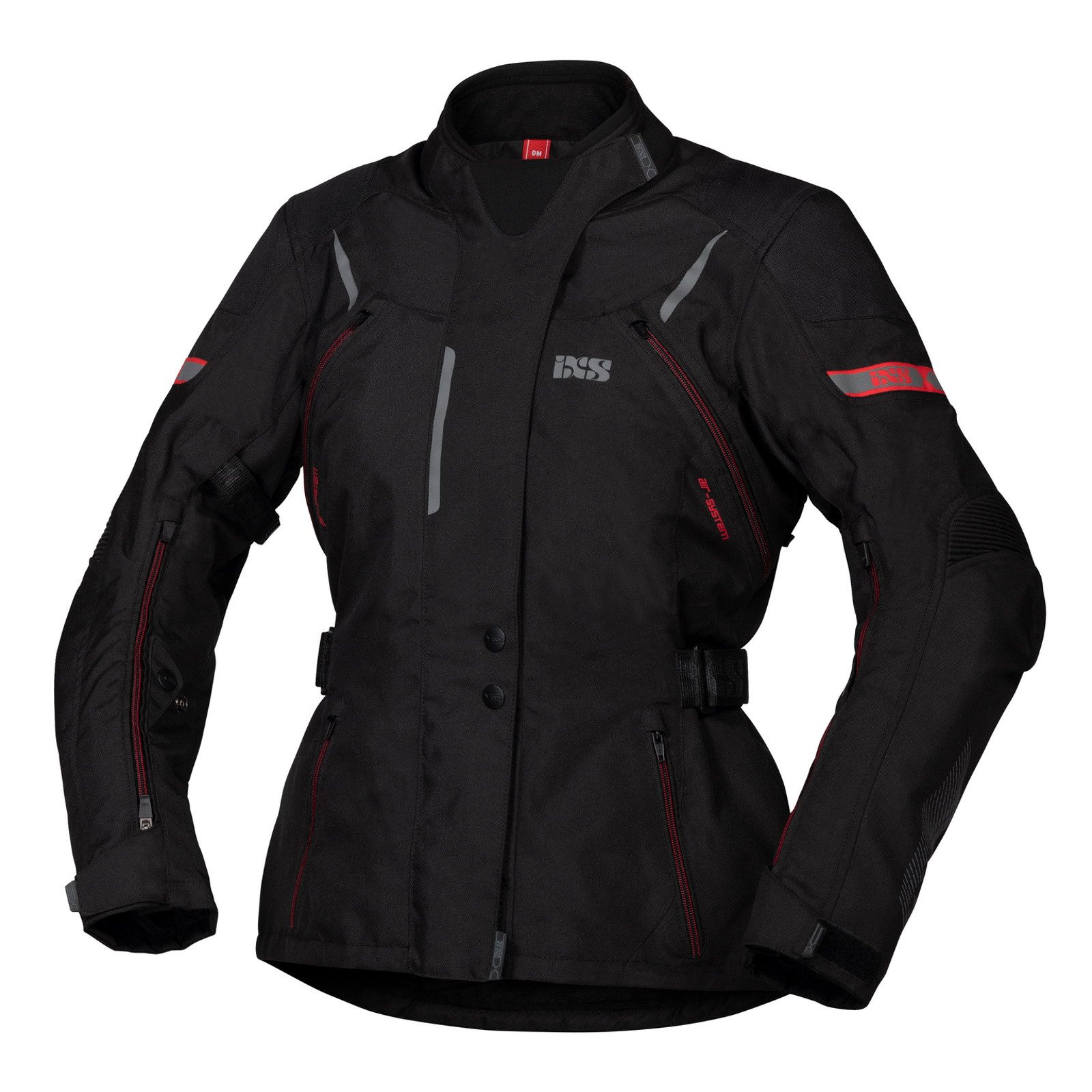IXS Motorradjacke iXS Liz-ST Textiljacke Damen schwarz / rot atmungsaktiv günstig online kaufen