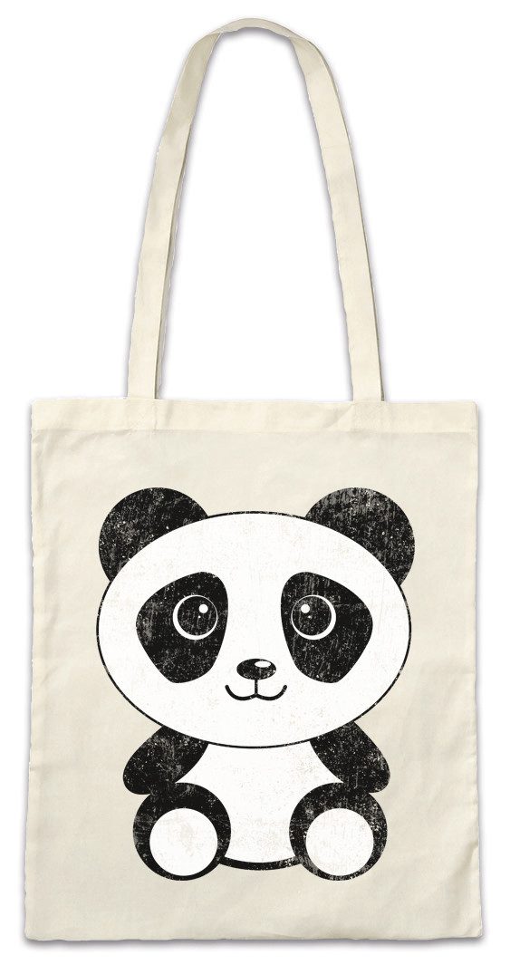 Urban Backwoods Beuteltasche Panda I Stofftasche Comic Look Bear Bär Cutie Süß Cute Cartoon Sweet (1-tlg), Fun Lustig Geschenk Geschenk