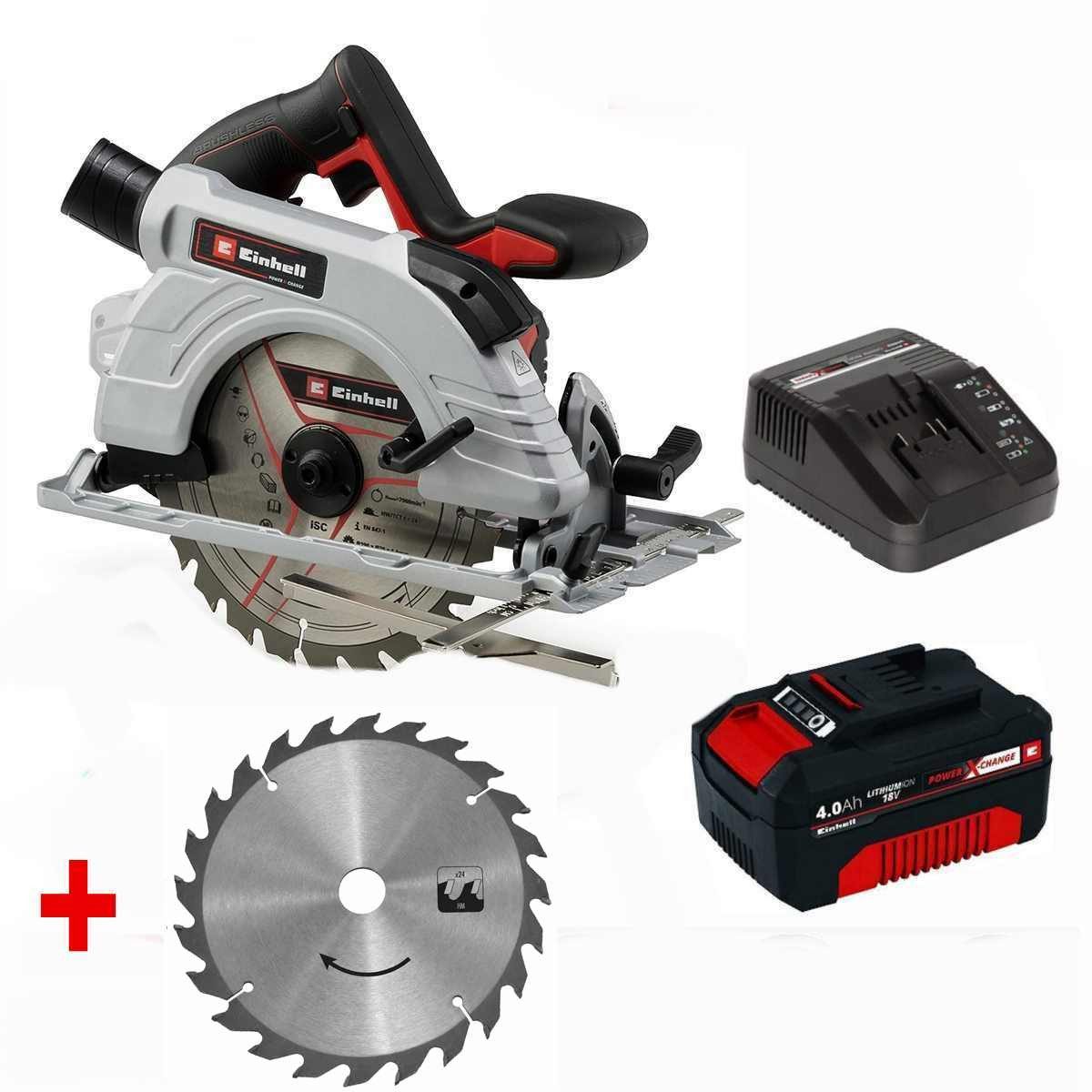 Einhell Akku-Handkreissäge Handkreissäge TE-CS 18/150, 18V Akku 4.0 Ah, Ladegerät extrabSägeblatt