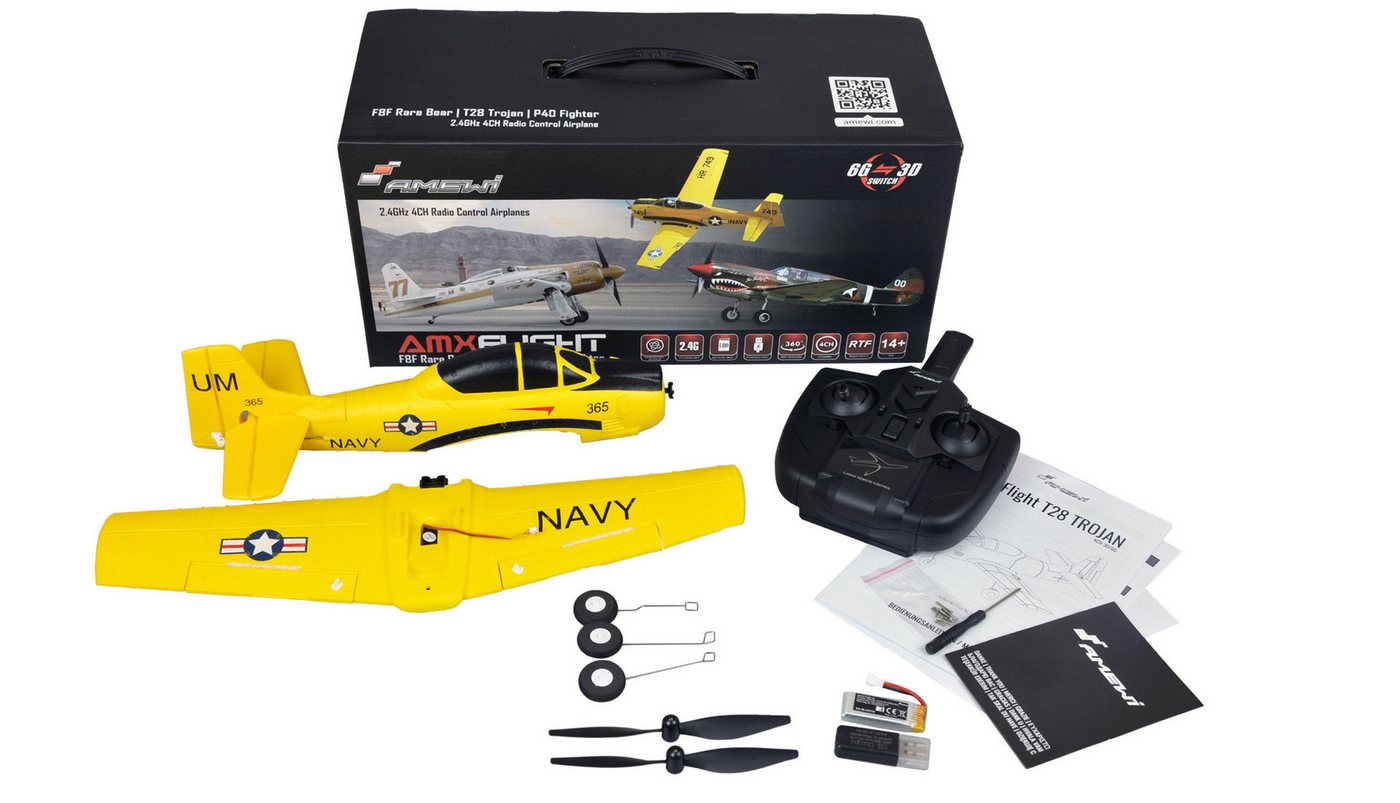 Thumbnail - Amewi RC-Bagger Amewi RC Flugzeug AMXFlight T28 Trojan 4 Kanal 3D/6G, RTF