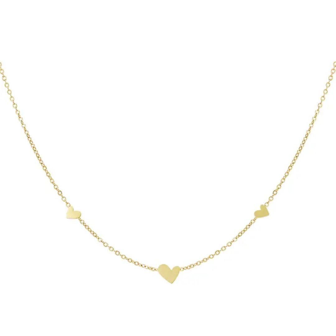 suebidou Edelstahlkette Damen Halskette 'Herzen' gold