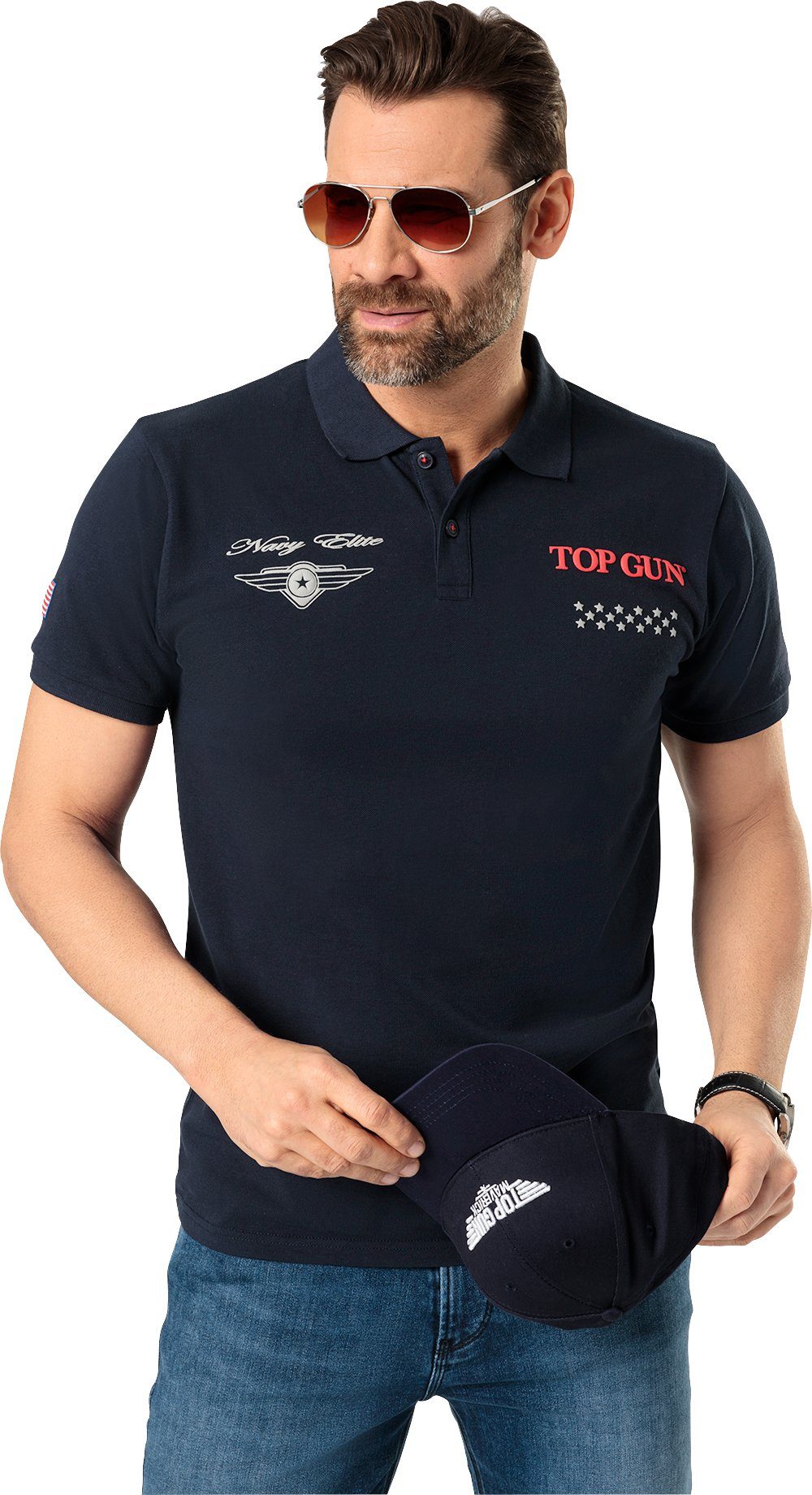 GUN marine Baumwolle reiner Poloshirt aus TOP