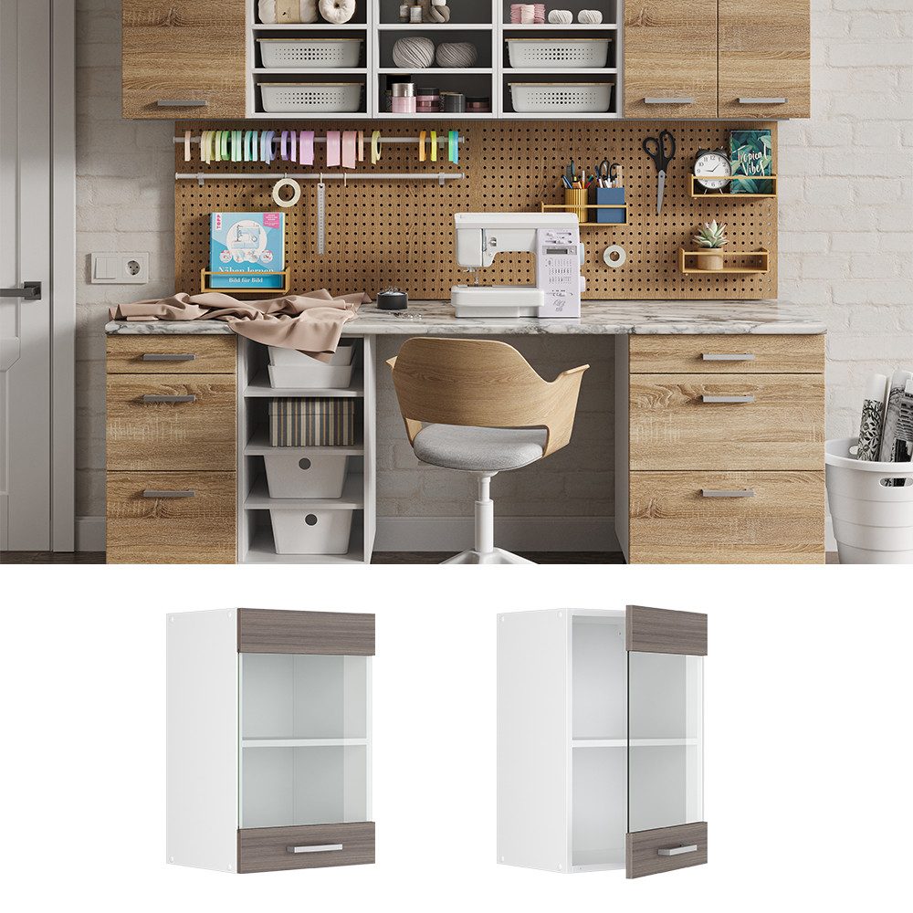 Vicco Schranksystem R-Line, Grau/Weiß, 40 cm günstig online kaufen