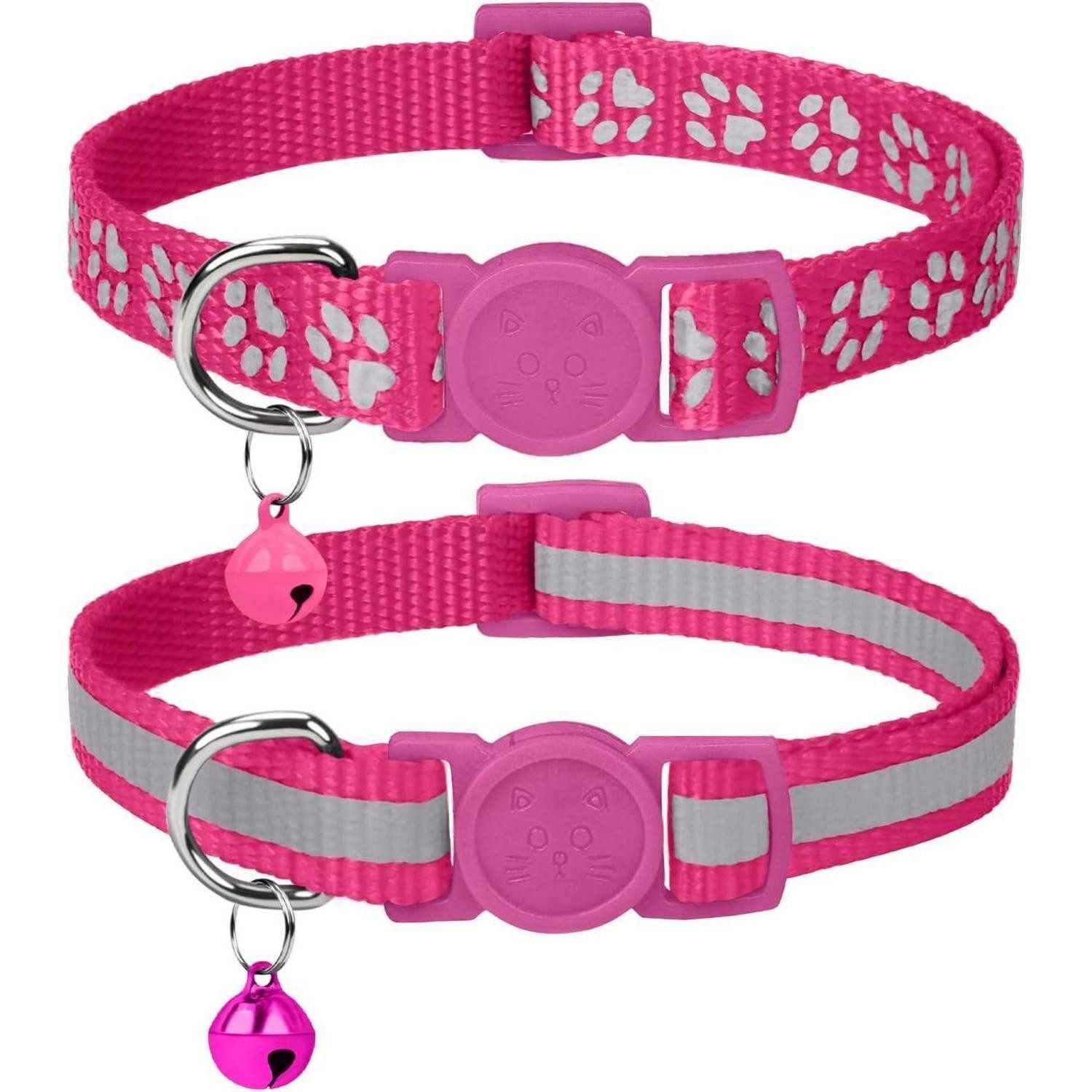 LuxusKollektion Katzen-Halsband Katzenhalsband Set Reflektion Glöckchen Pink