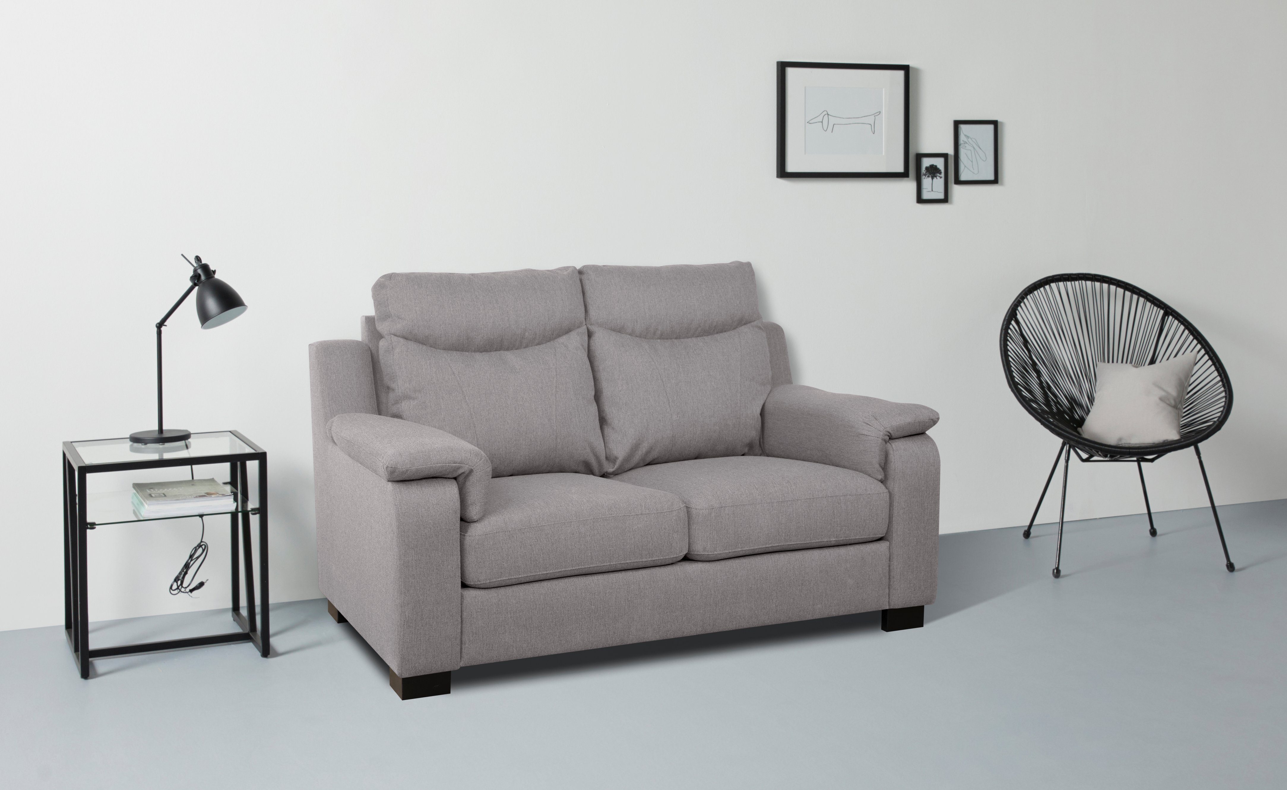 Home affaire 2-Sitzer Bécourt, mit hoher Rückenlehne, dekorativen Nähten und mit Wellenunterfederung brown gray