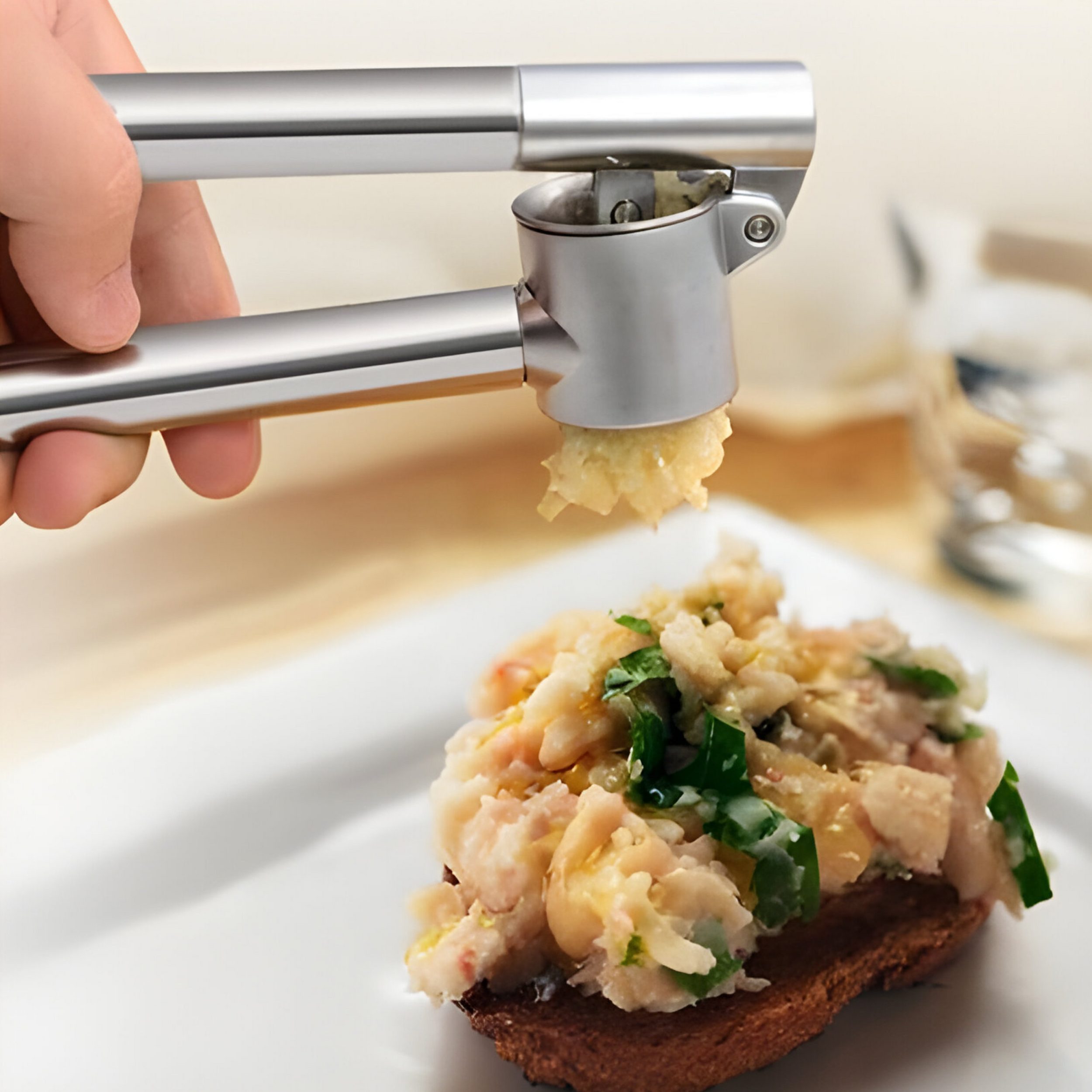 FELIXLEO Knoblauchschneider Knoblauchpresse Knoblauchschneider Edelstahl Brecher Garlic Müheloses (1 St)