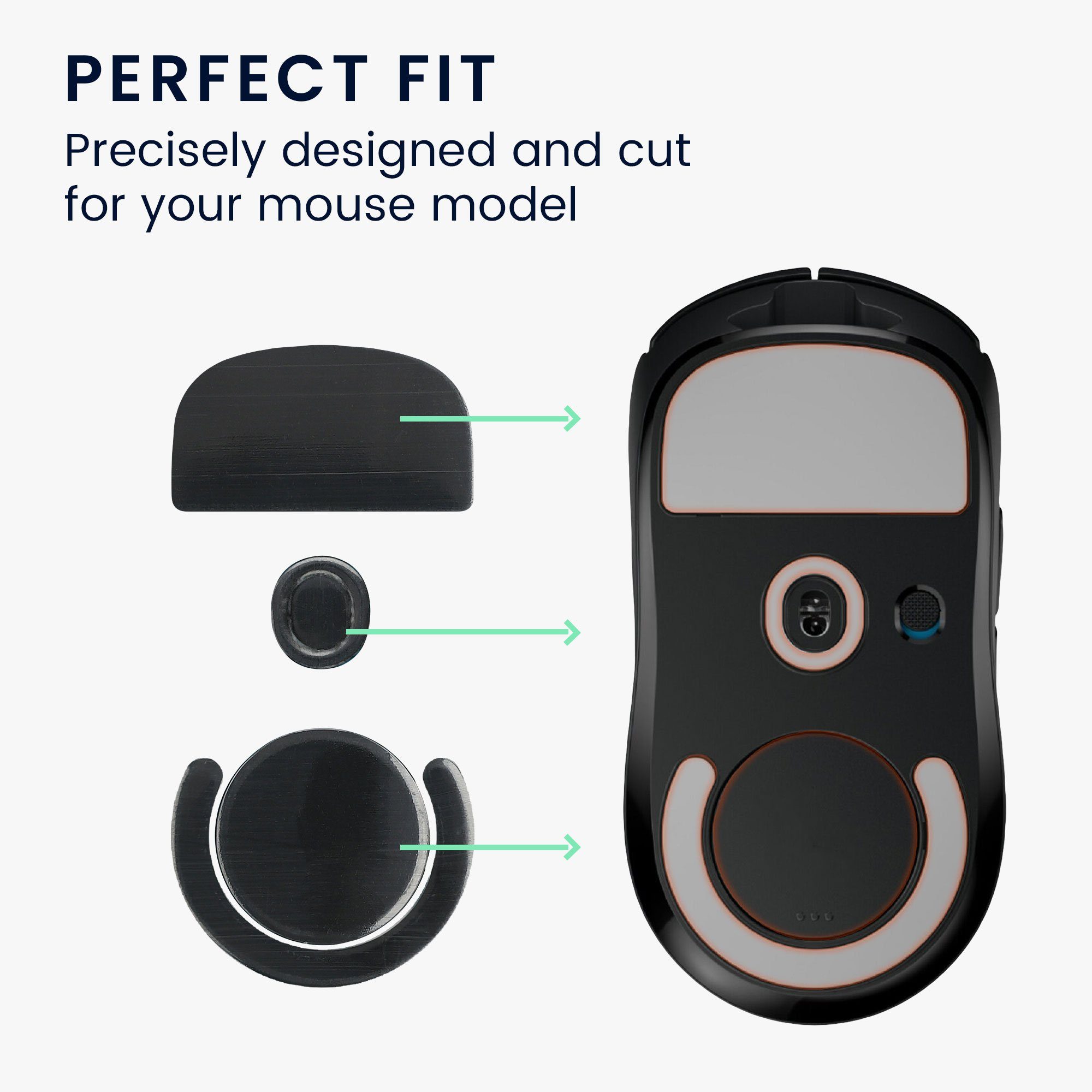 kwmobile Mausfüße Mouse Feet Sticker für Logitech G PRO X Superlight 2 / Superlight 2 SE (1-St), Ersatz Glider Mausfüße passgenau - Glides in Schwarz
