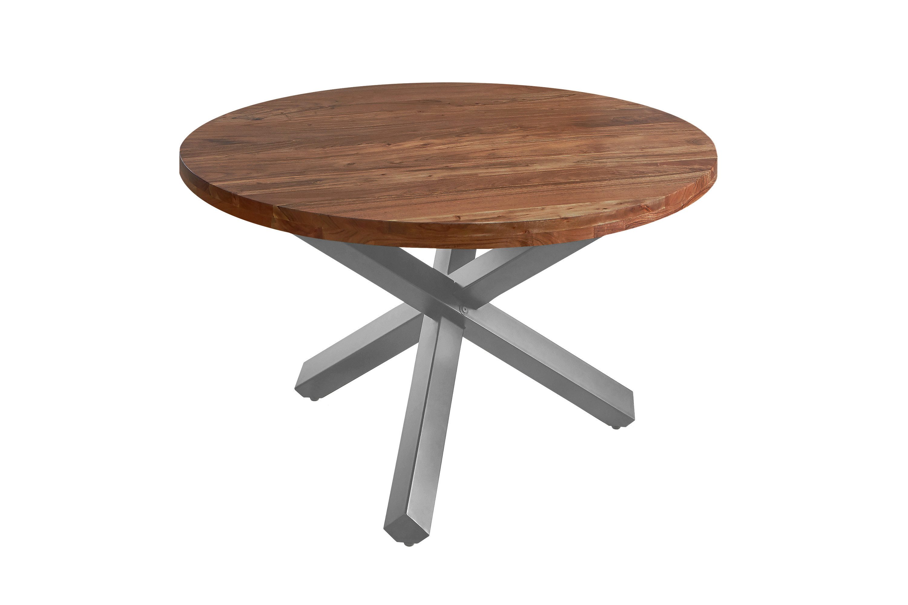 SAM® Esstisch Sintara, massives Akazienholz, runde Platte, Sterngestell aus Metall