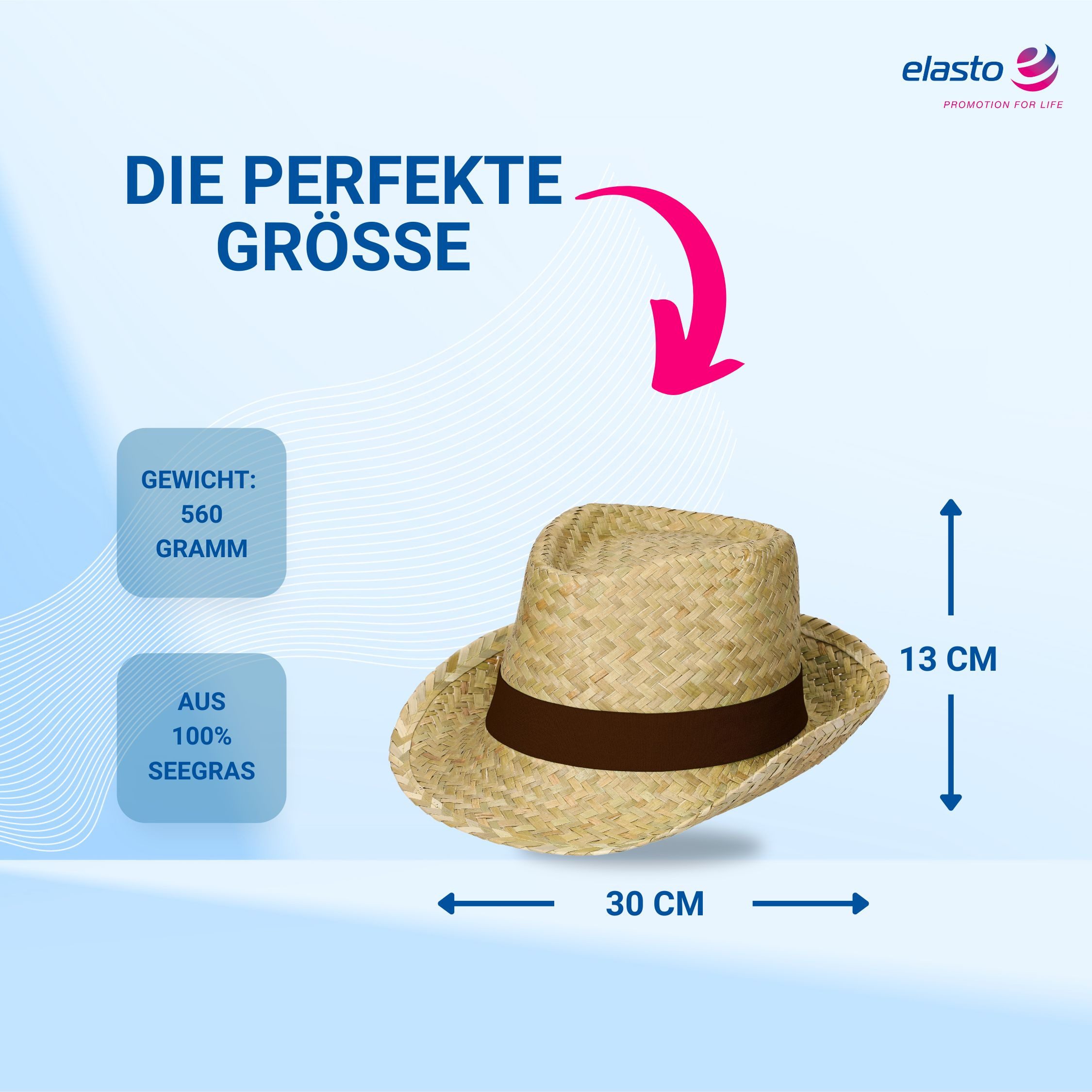 elasto Schirmmütze Sommerhut KUBA Sonnenhut Damen & Herren aus Seegras