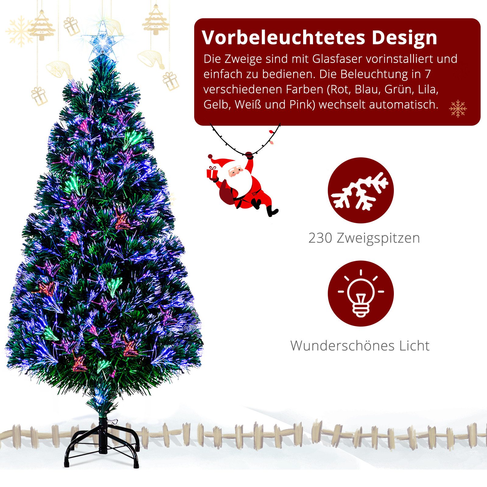 LALAHO Künstlicher Weihnachtsbaum Künstlicher Tannenbaum mit Optischer Fase günstig online kaufen