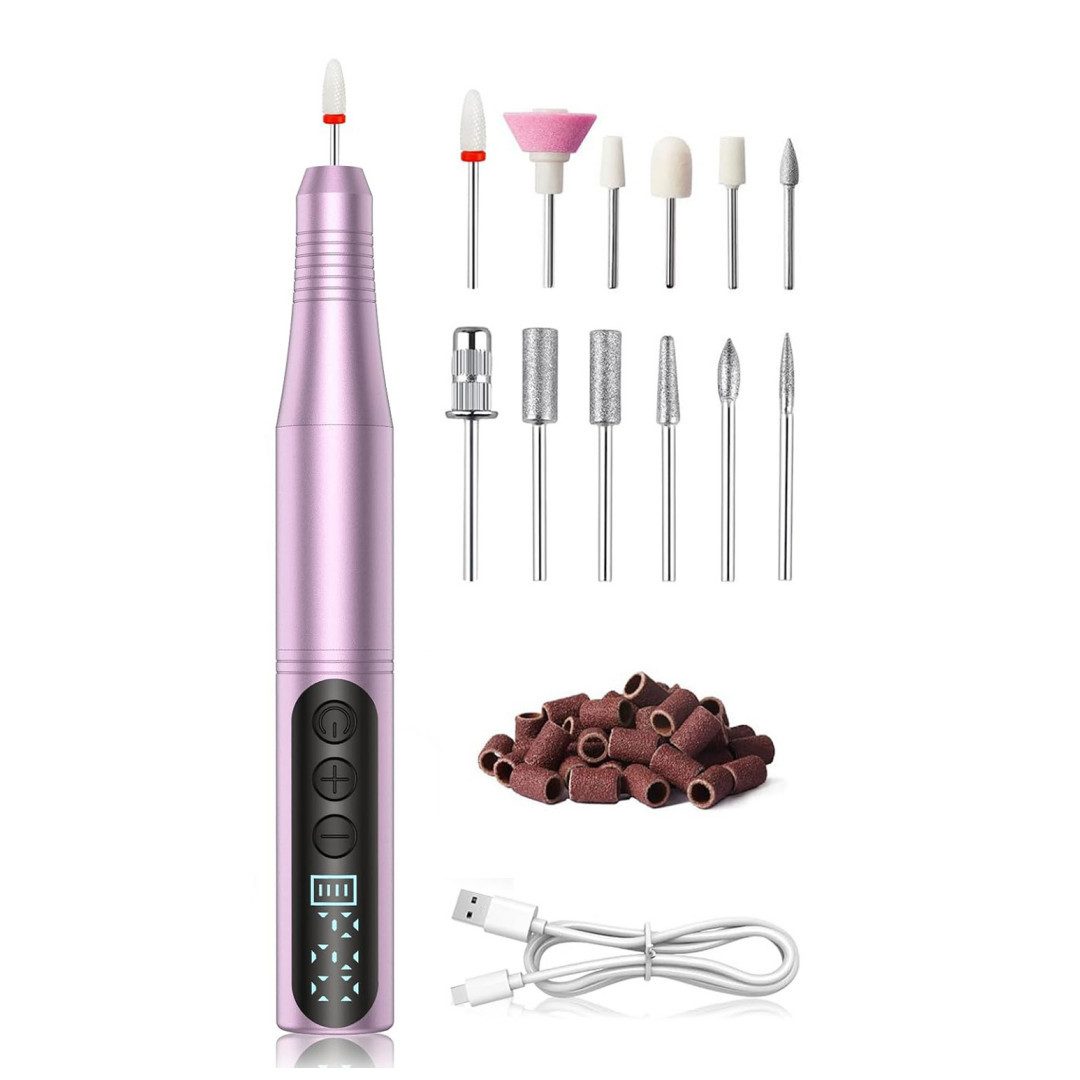 inschimmer Maniküre-Pediküre-Set Elektrische Nagelfräser mit LCD-Display 12 in 1 Kabellose Nagelfeile