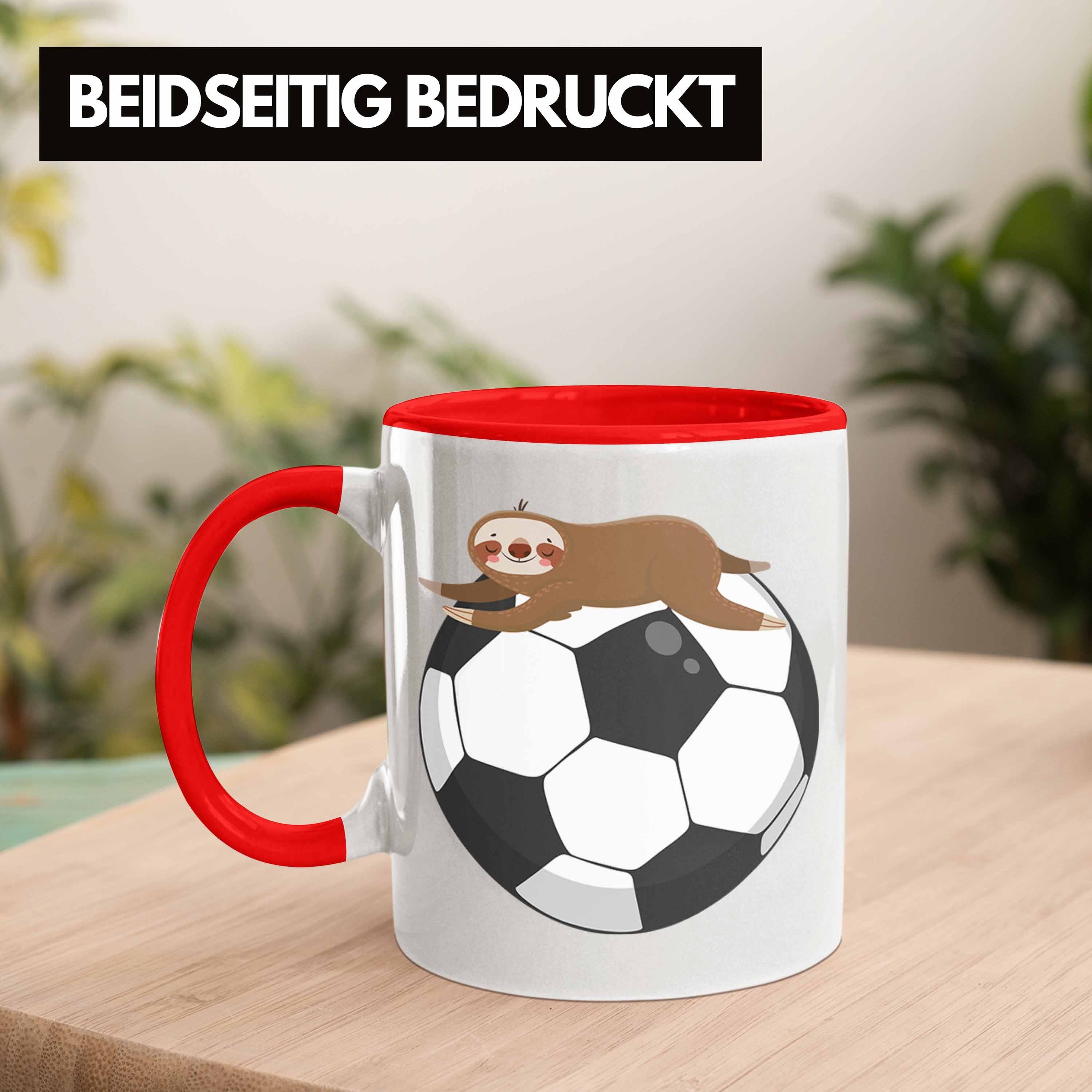 Lustige Geschenk Fussball Grafik Jungs Tasse Tasse - Fußballer Faultier Geschenkidee Rot Trendation Trendation