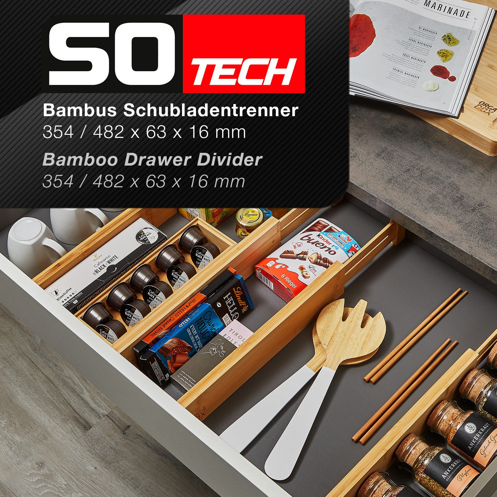 SO-TECH® Besteckeinsatz 4-teiliges ORGA-BOX Bambus Schubladen günstig online kaufen