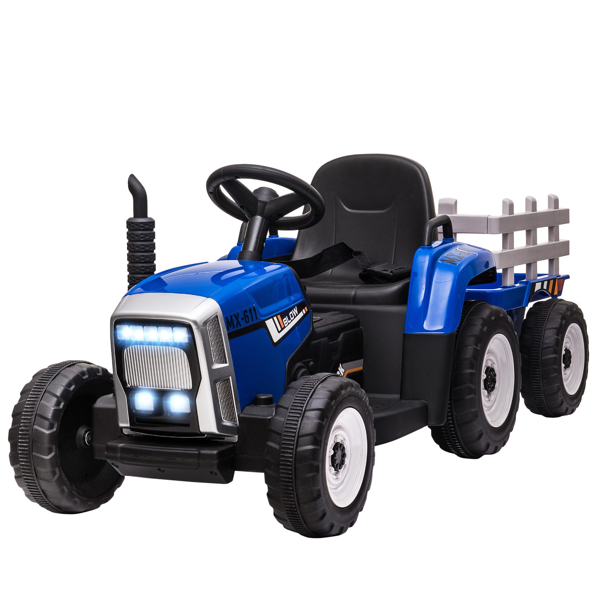 Elektro-Kinderauto Kinder-Elektroauto mit Anhänger, Fernbedienung, 3-6 km/h