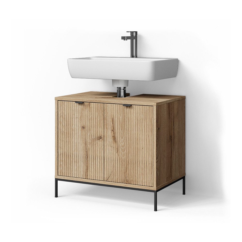 Livinity® Waschbeckenunterschrank ATERNO, Viking Oak, 60 x 63 cm mit 2 Türen