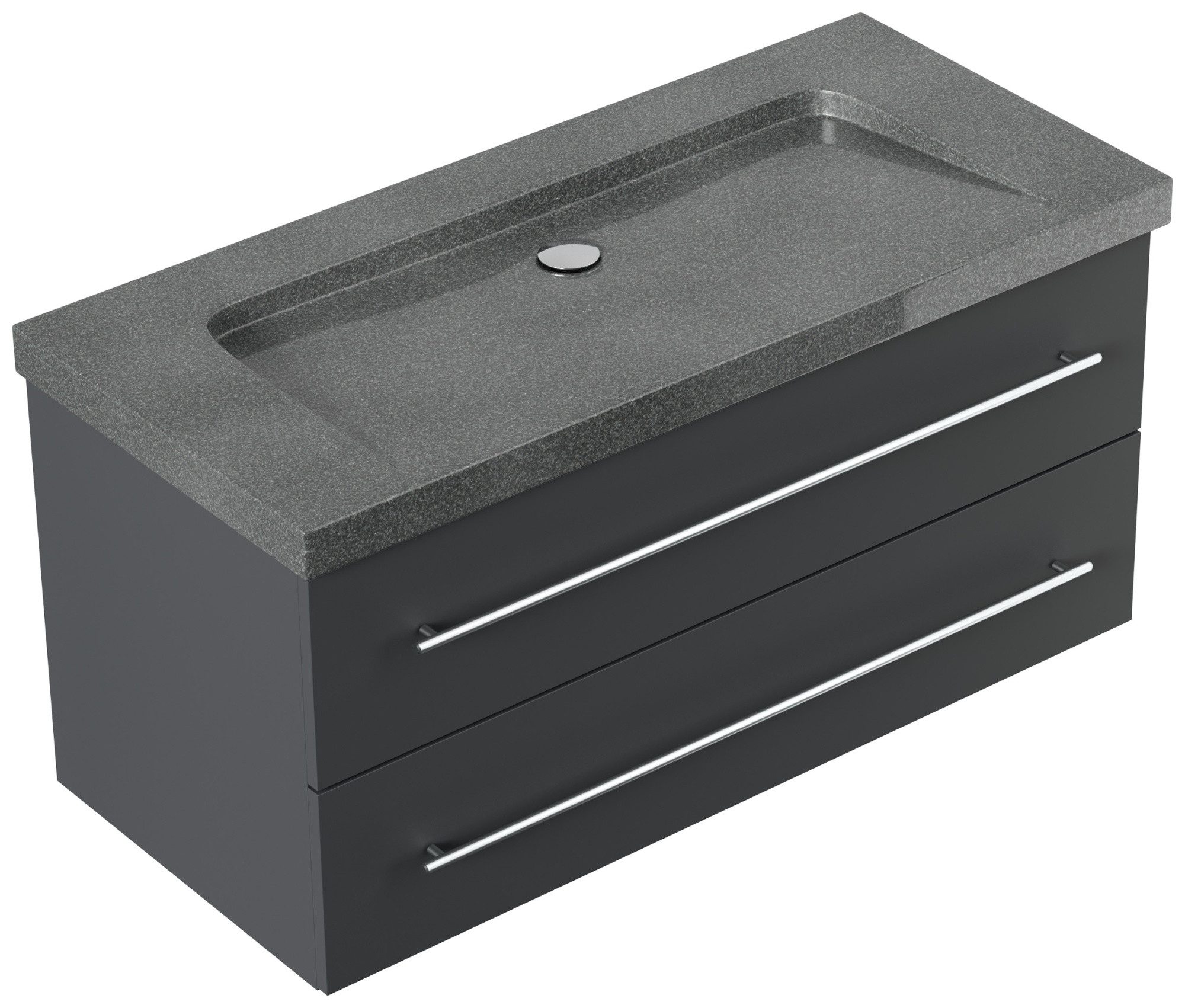 Magnolia Home Waschtisch Badmöbel Granit G654 Damo 100 cm ohne Hahnloch SoftClose grafit