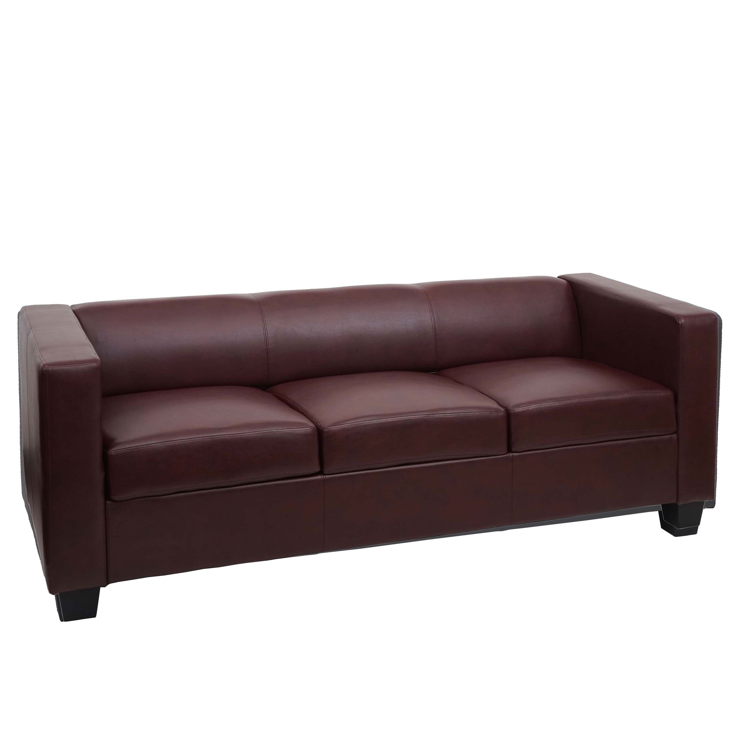 MCW 3-Sitzer Lille-S-K-3, Kanten bequeme rot-braun rot-braun | Lounge-Stil, Abgerundete 3-Sitzer, Sitzpolsterung