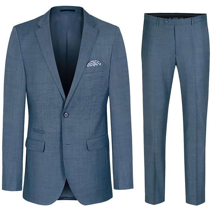 Paul Malone Anzug Herrenanzug modern slim fit Herren Anzug - AMF-Naht (Set 2-tlg. Sakko mit Hose) blau grau HA44