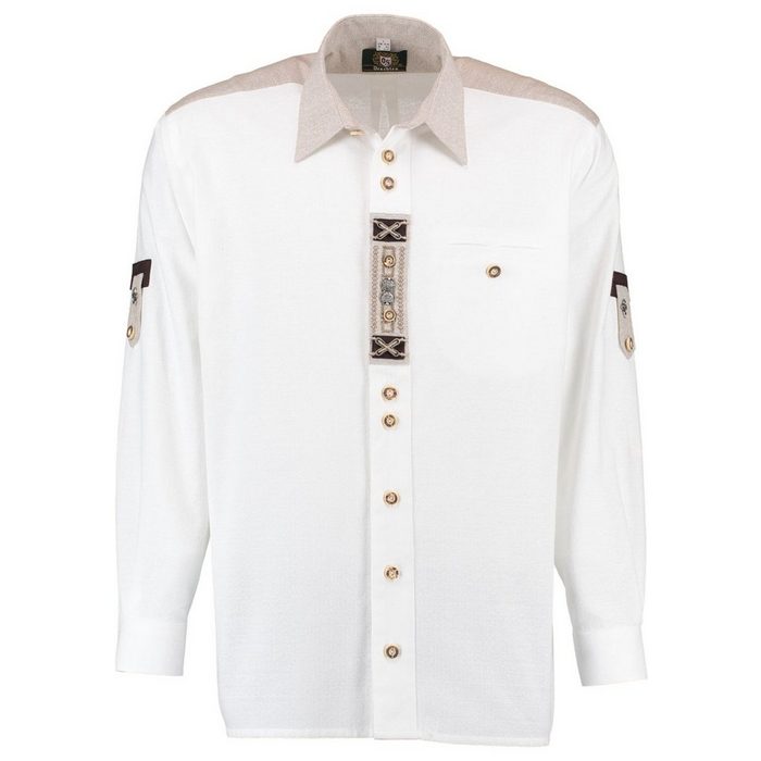 OS-Trachten Trachtenhemd Nvoion Langarmhemd mit Paspeltasche Zierteile auf der Knopfleiste