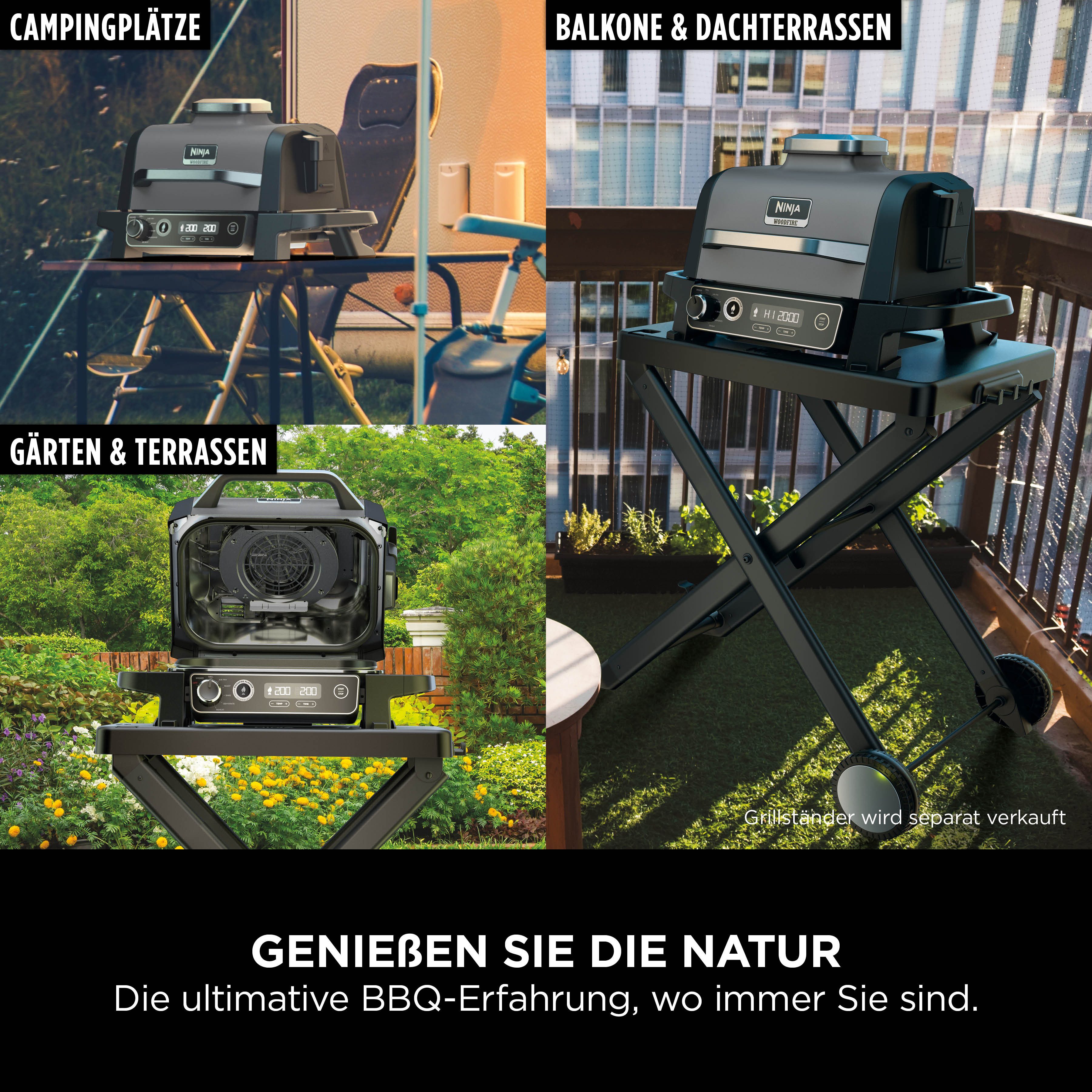 NINJA Tischgrill Ninja Woodfire OG701EU, 2400 W, Elektrischer Outdoor Grill