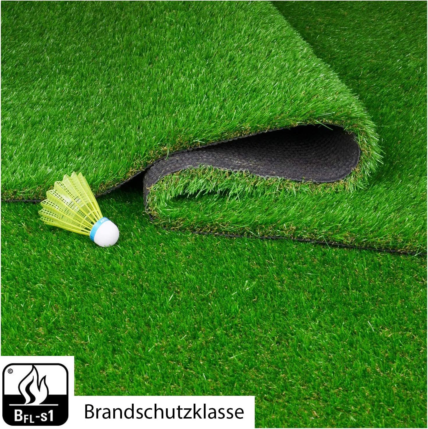MDEKOR Kunstrasen Balkon Outdoor Meterware wasserdurchlässig, Echtrasen-Optik, 50x200 cm Grün 1011, Höhe 38 mm