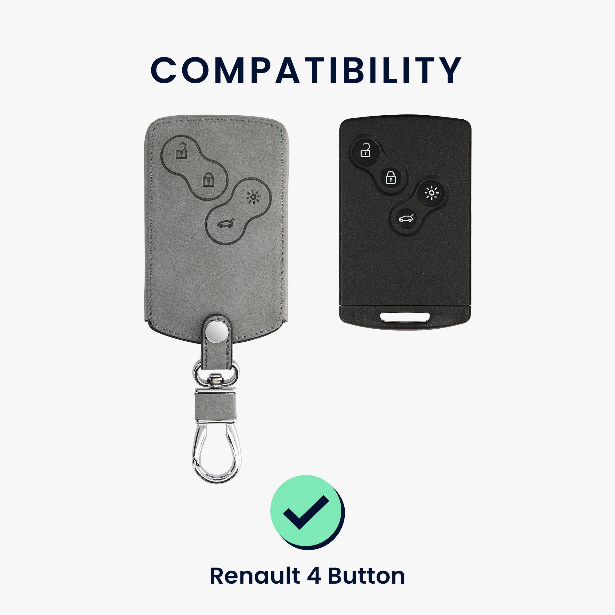 Kunstleder kwmobile - Schlüsseltasche für Schlüsselhülle Schutzhülle Renault, Nubuklederoptik Cover Autoschlüssel Hülle