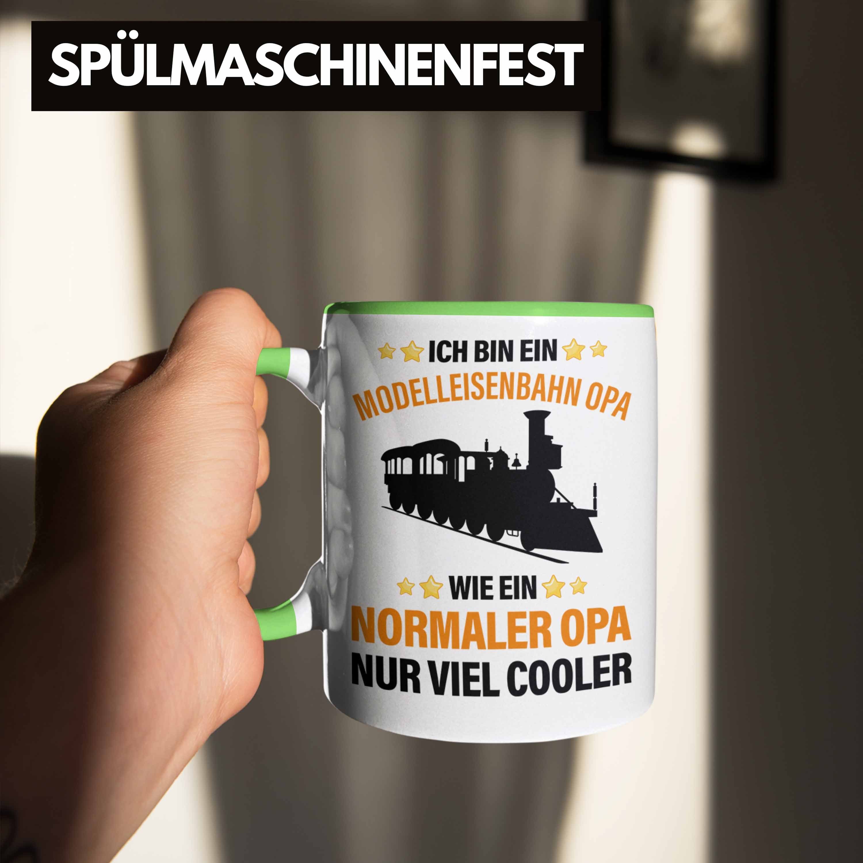 Rentner Trendation Geschenk Dampflokomotive Grün Modeleisenbahn Spruch - Tasse Opa Eisenbahn Trendation Geschenk Opa Geschenkidee Tasse