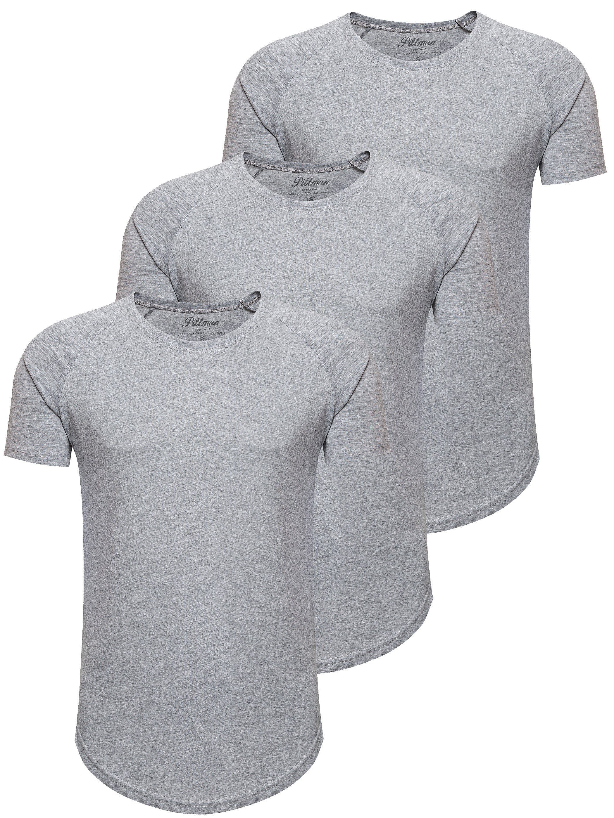 Pittman T-Shirt 3-Pack Herren T-Shirt Finn (Set, 3er-Pack) Oversize Rundhals T-Shirt Grau (Dapple Gray 1639073)