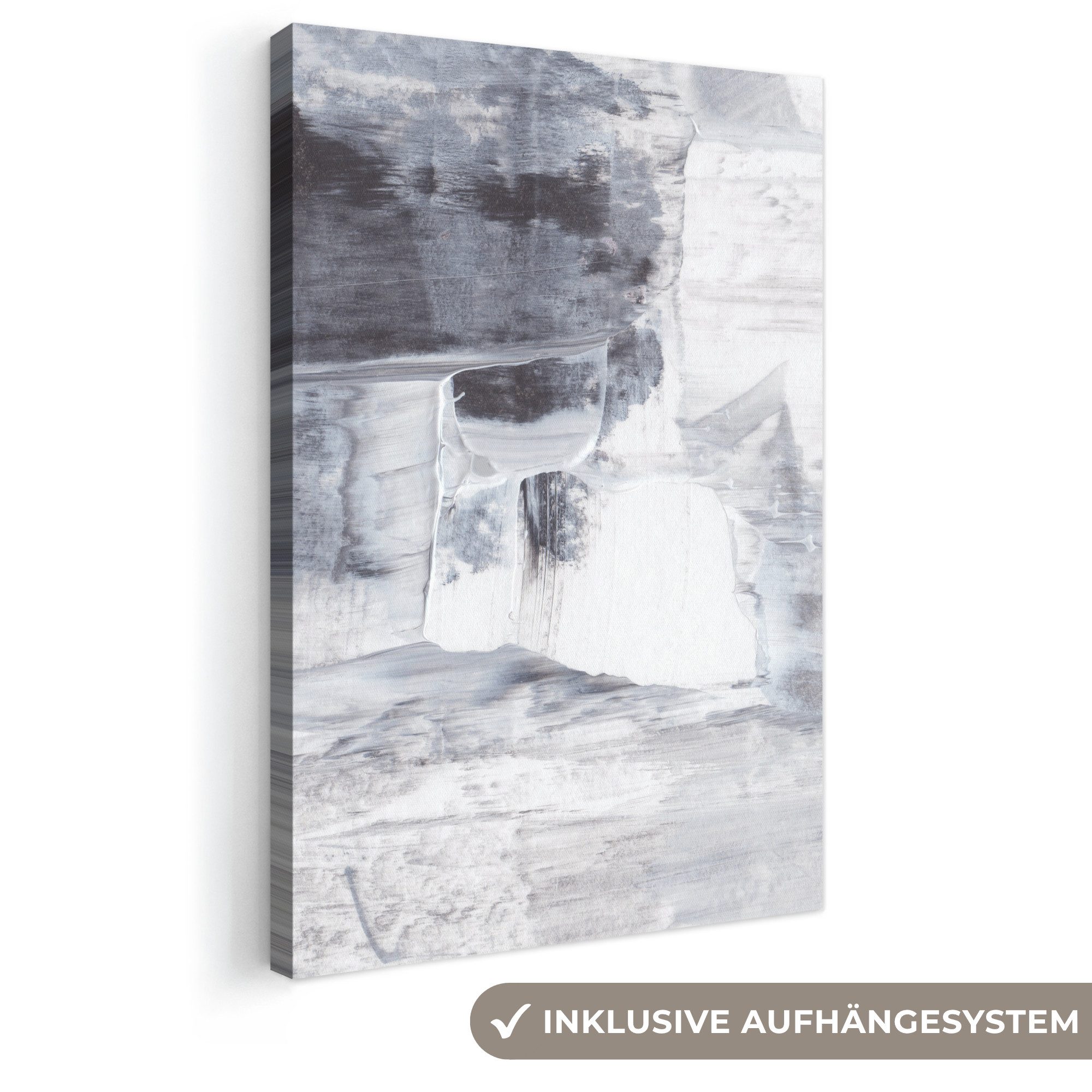 OneMillionCanvasses® Leinwandbild Kunst - Farbe - Weiß - Schwarz - Grau, Fotodruck (1 St), Leinwand Canvas Wandbild, Wanddekoration 20x30 cm