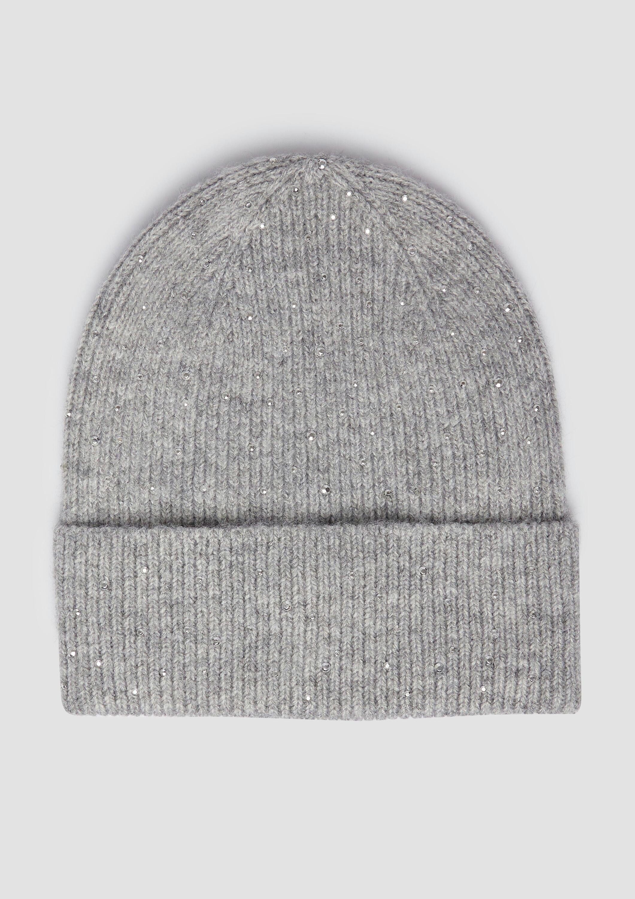 s.Oliver Strickmütze Mütze Kuschelige Strickmütze mit Schmucksteinen