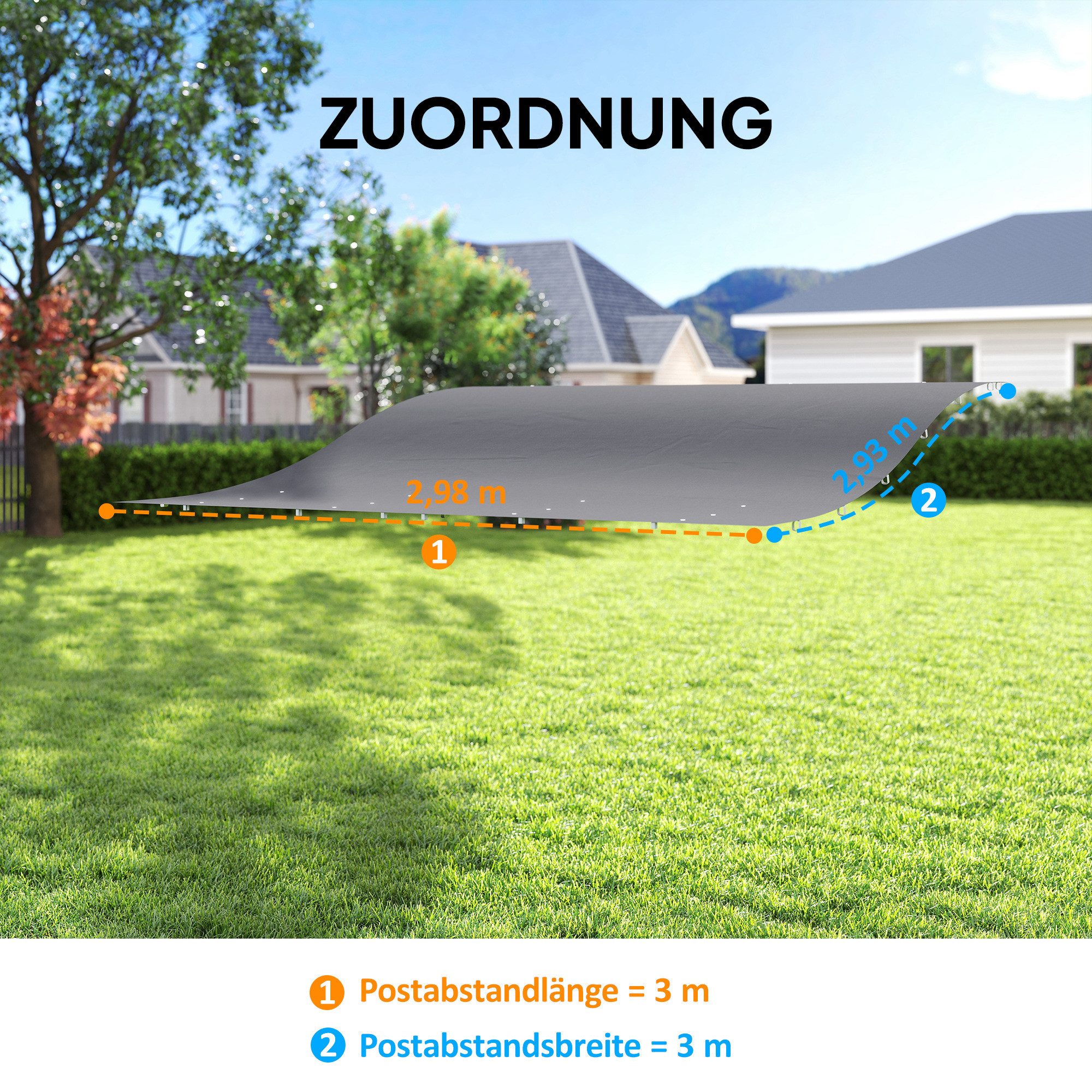 Outsunny Pavillon-Ersatzdach Ersatzdach, 180 g/m², 298 x 293 cm (Ersatzdach für Pergola, Sonnensegel für Terrassenüberdachung), für 3 x 3 m Pavillon, Dunkelgrau