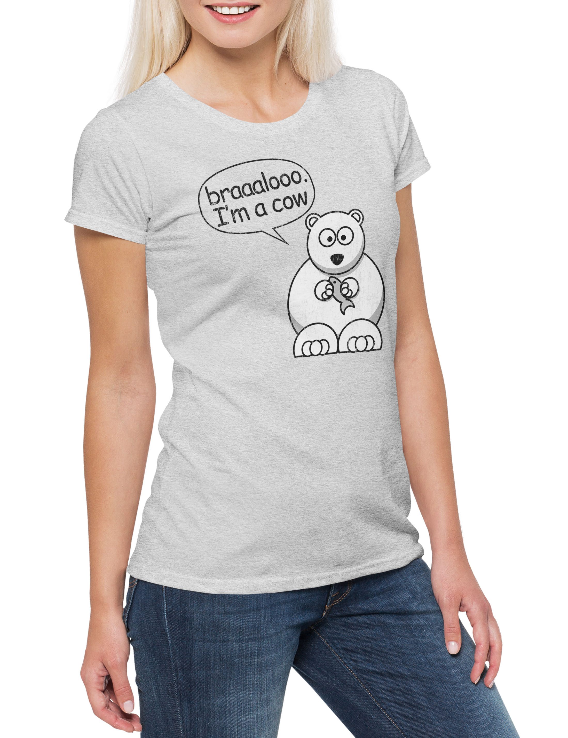 Print-Shirt Bear I'm A Cow Damen T-Shirt Braaalooo Modern Kuh Bär Eisbär Family