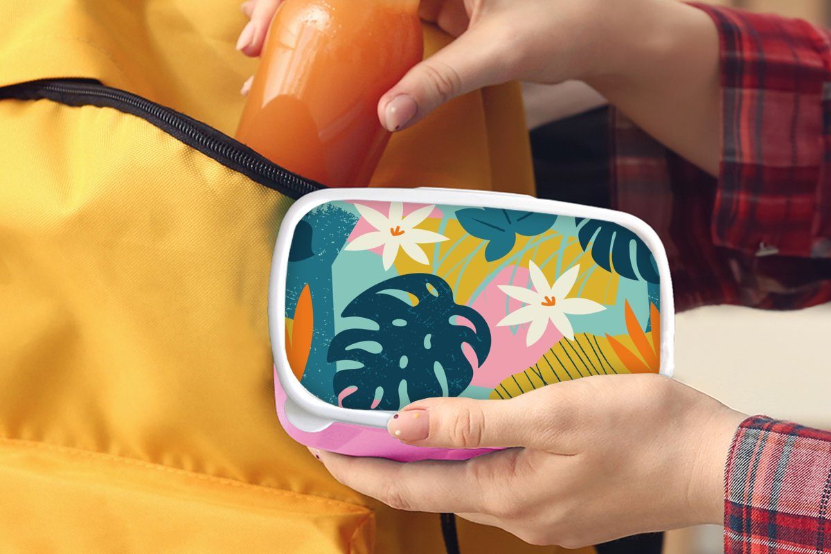 Tropisch - Mädchen, Lunchbox - Kunststoff - Erwachsene, Farben Kinder, Muster MuchoWow Kunststoff, Mädchen Kinder Brotbox - - - Rosa Kinder, für Brotdose Snackbox, (2-tlg),