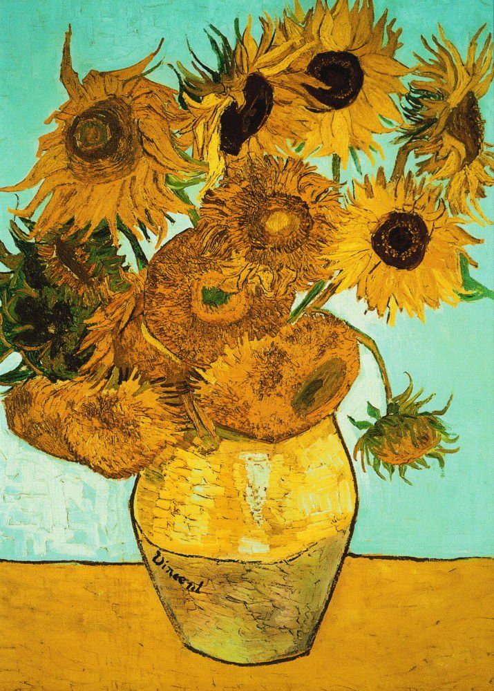 van Kunstkarte mit Gogh "Vase Postkarte Sonnenblumen" Vincent