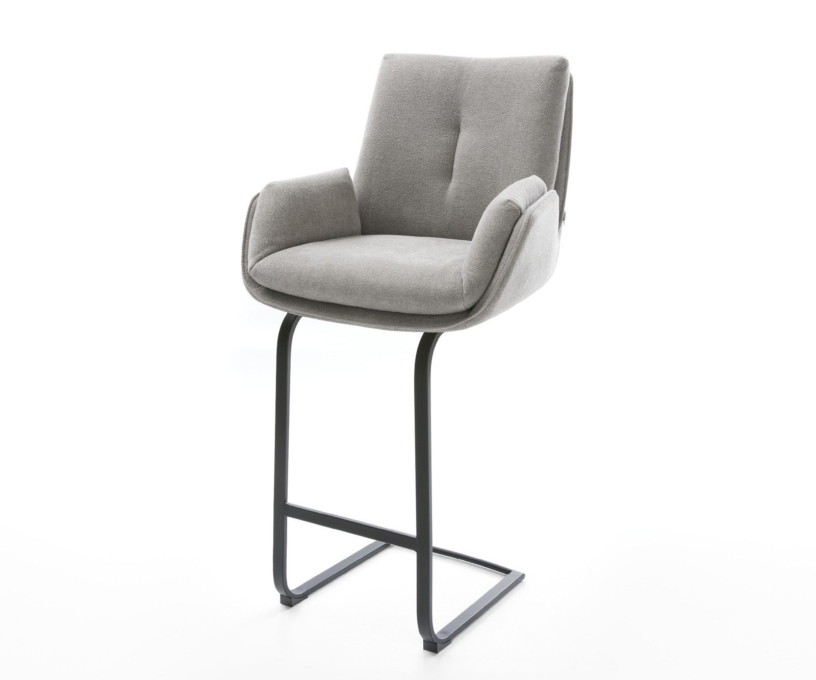 DELIFE Barhocker Clea-Flex, Freischwinger Flach Metall Strukturstoff Soft Grau Taschenfederkern