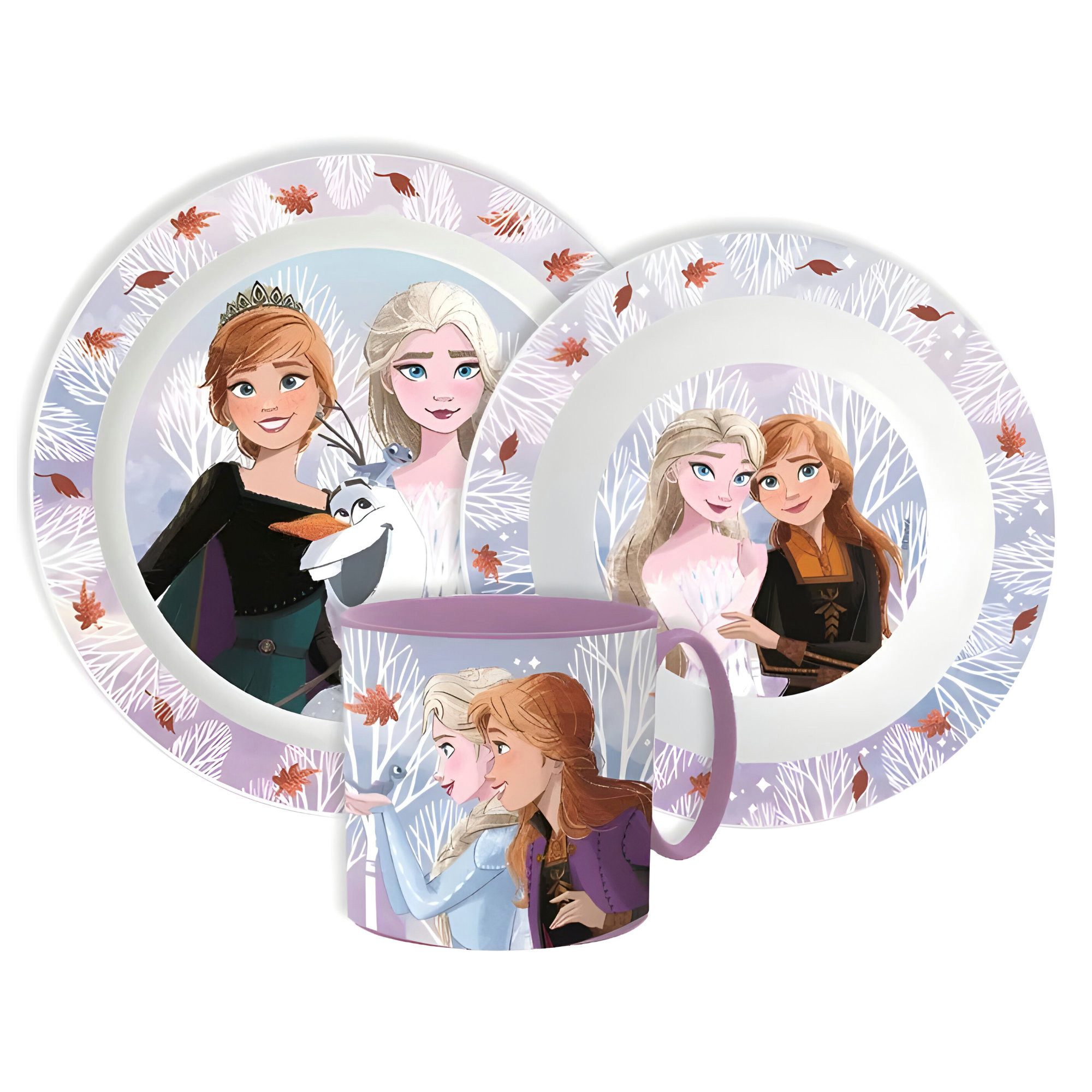 Disney Kindergeschirr-Set Disney Die Eiskönigin Elsa Kinder Geschirr-Set 3 teilig (3-tlg), 1 Personen, Becher Teller Schüssel