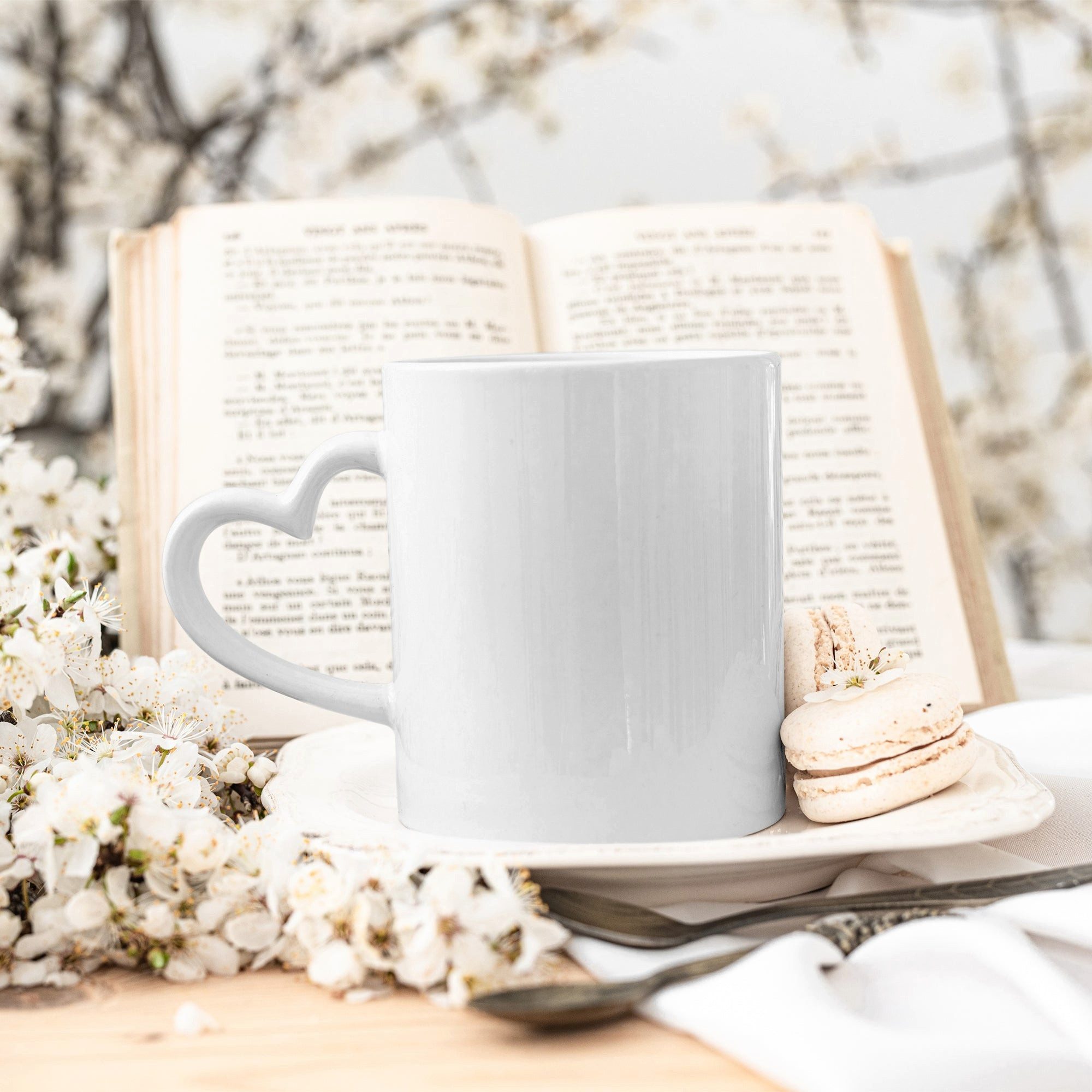 22Feels Tasse 5x Sublimation Rohling Herzhenkel 325ml 11oz Spülmaschinenfest WEISS, 5-tlg.