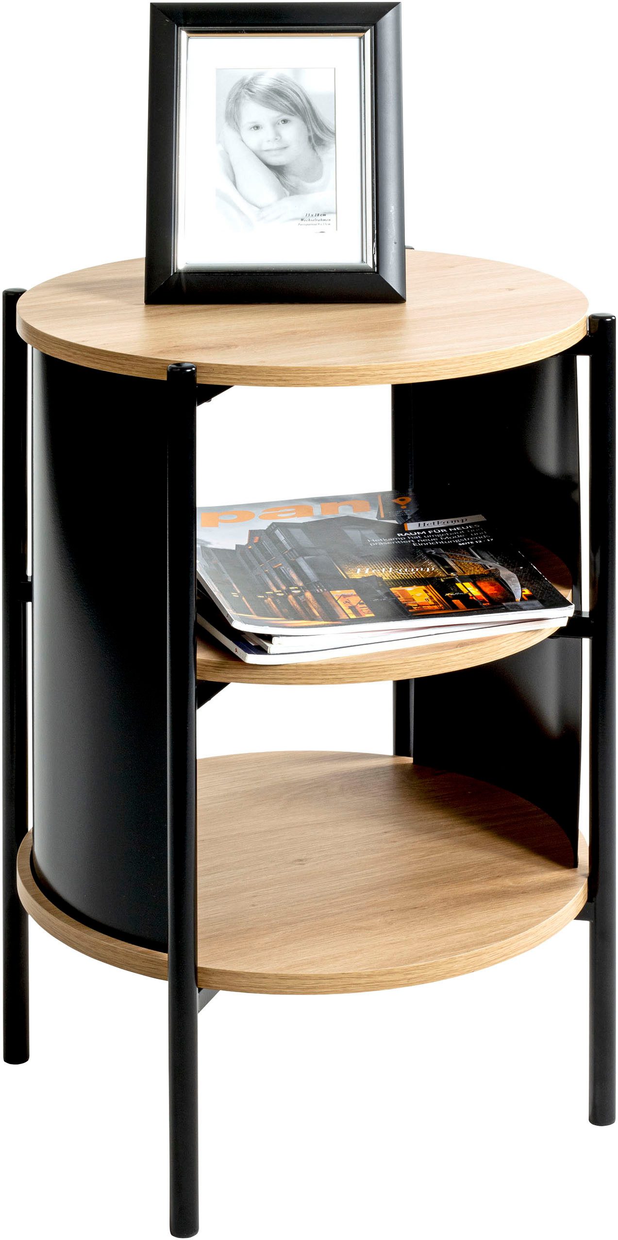 HAKU Beistelltisch Nachtkonsole, Sofatisch, Wohnzimmertisch (1-St), rund - aus MDF Braun - Ø/H 44/60 cm