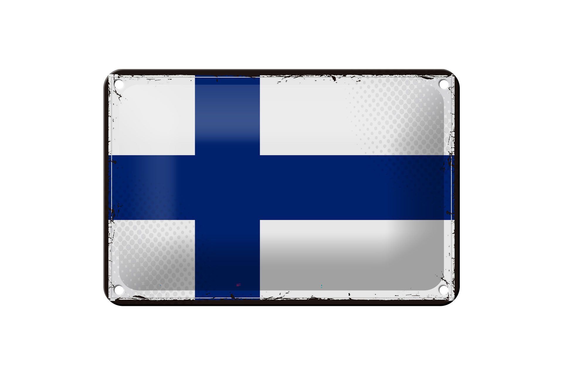 Femer GmbH Metallschild Flagge Finnlands 18x12cm Retro Flag of Finland, (1 St), gewölbte Oberfläche, abgerundete Ecken, umgeschlagene Kanten