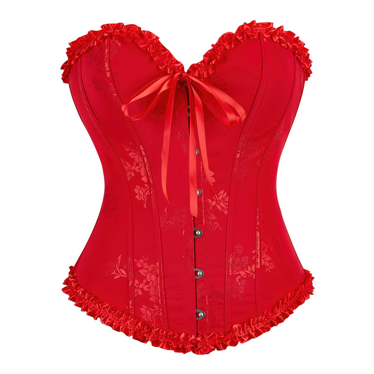 Refttenw Corsage Damen-Korsett Vintage Jacquard Bustiers Schnür-Korsett Gothic Формують талію Dessous